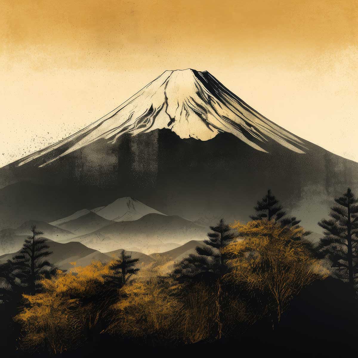 金の富士 金運 ゴールド 山 富士山 ご利益 運気 グッズ アイテム 開運 正方形ポスター 四角 デザイン ポスター スクエア ５センチ刻みでサイズ豊富 絵画【sq-poster-1144】