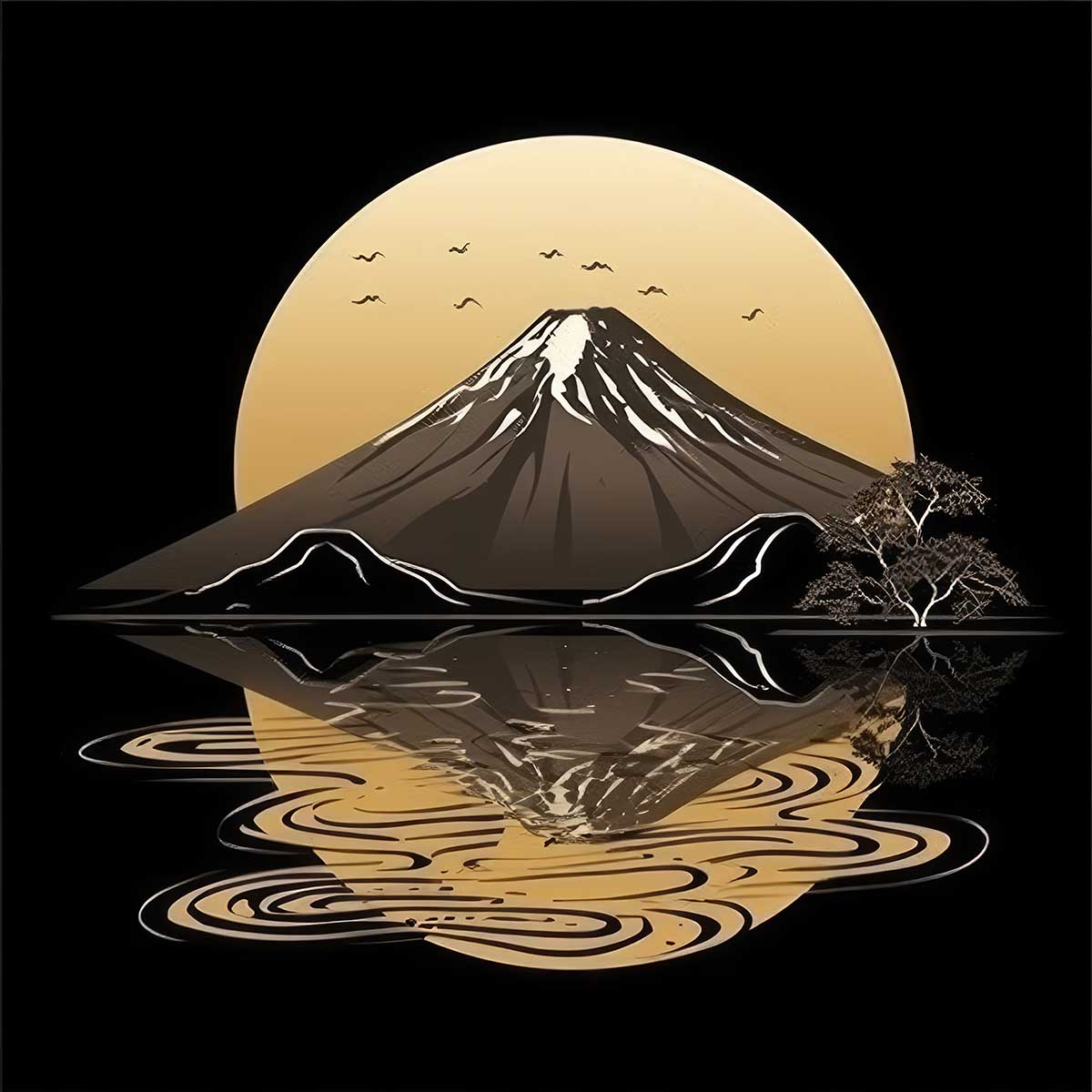 金の富士 金運 ゴールド 山 富士山 ご利益 運気 グッズ アイテム 開運 正方形ポスター 四角 デザイン ポスター スクエア 5センチ刻みでサイズ豊富 絵画【sq-poster-1148】|ファッションポスターEFPI