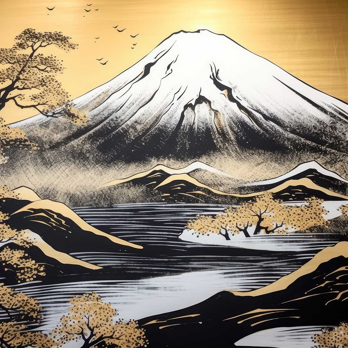 金の富士 金運 ゴールド 山 富士山 ご利益 運気 グッズ アイテム 開運 正方形ポスター 四角 デザイン ポスター スクエア 5センチ刻みでサイズ豊富 絵画【sq-poster-1153】|ファッションポスターEFPI