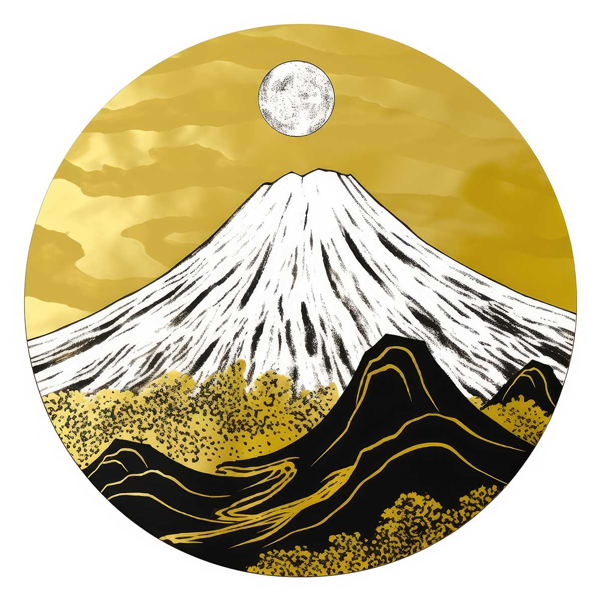 金の富士 金運 ゴールド 山 富士山 ご利益 運気 グッズ アイテム 開運 正方形ポスター 四角 デザイン ポスター スクエア ５センチ刻みでサイズ豊富 絵画【sq-poster-1182】