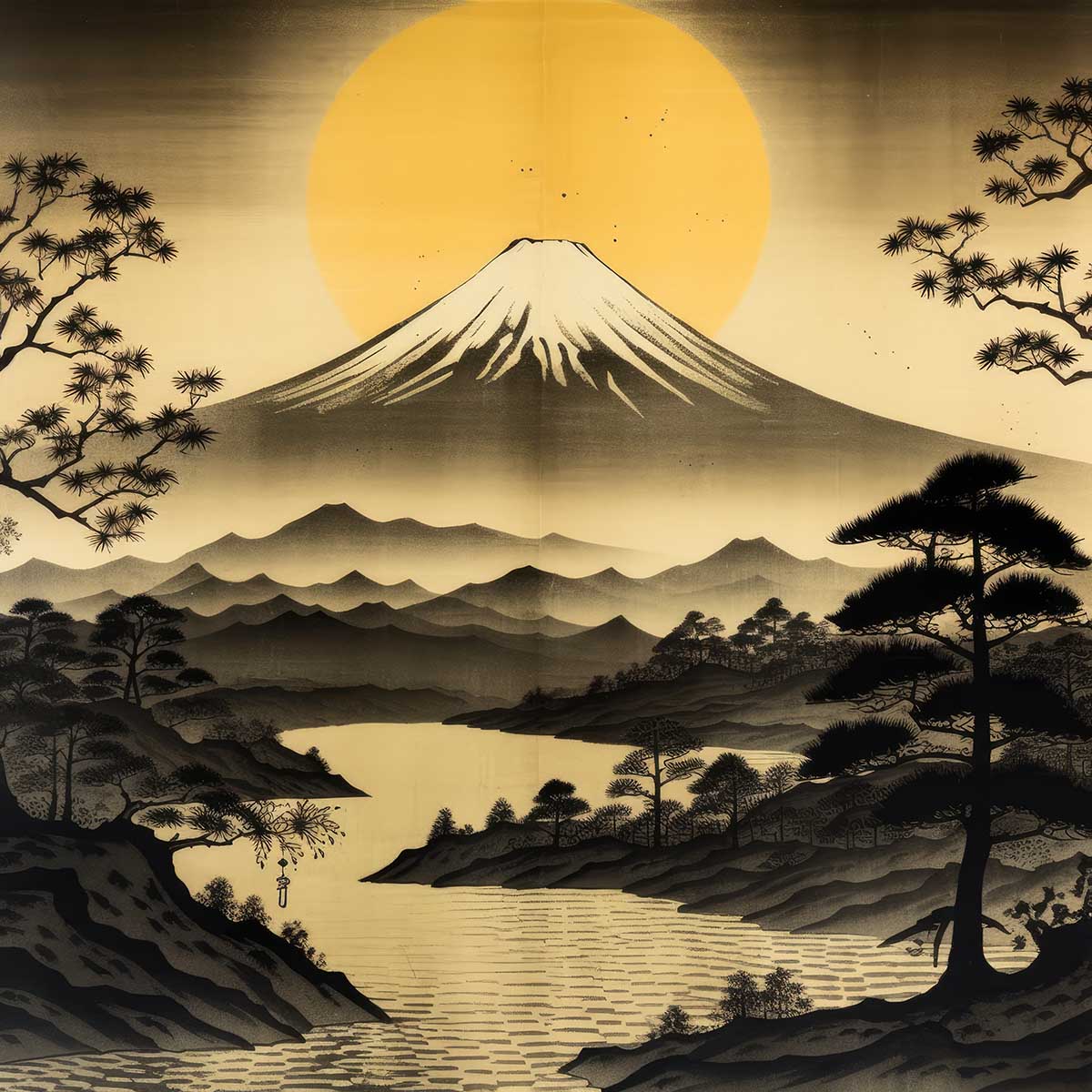 金の富士 金運 ゴールド 山 富士山 ご利益 運気 グッズ アイテム 開運 正方形ポスター 四角 デザイン ポスター スクエア ５センチ刻みでサイズ豊富 絵画【sq-poster-1191】