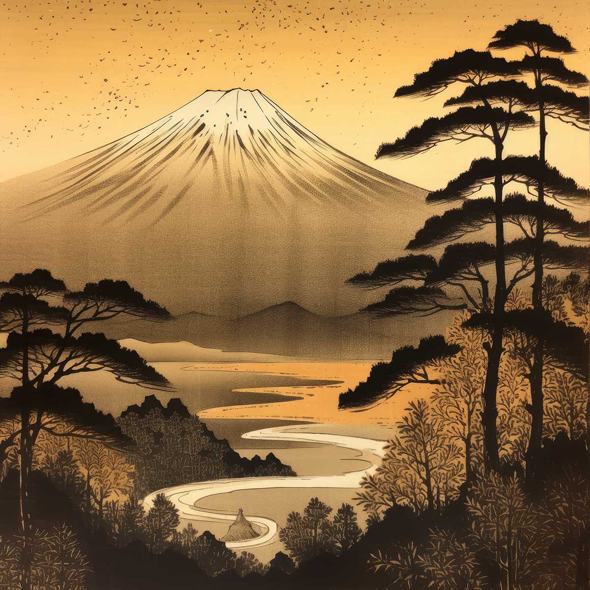 金の富士 金運 ゴールド 山 富士山 ご利益 運気 グッズ アイテム 開運 正方形ポスター 四角 デザイン ポスター スクエア ５センチ刻みでサイズ豊富 絵画【sq-poster-1192】 10,934円