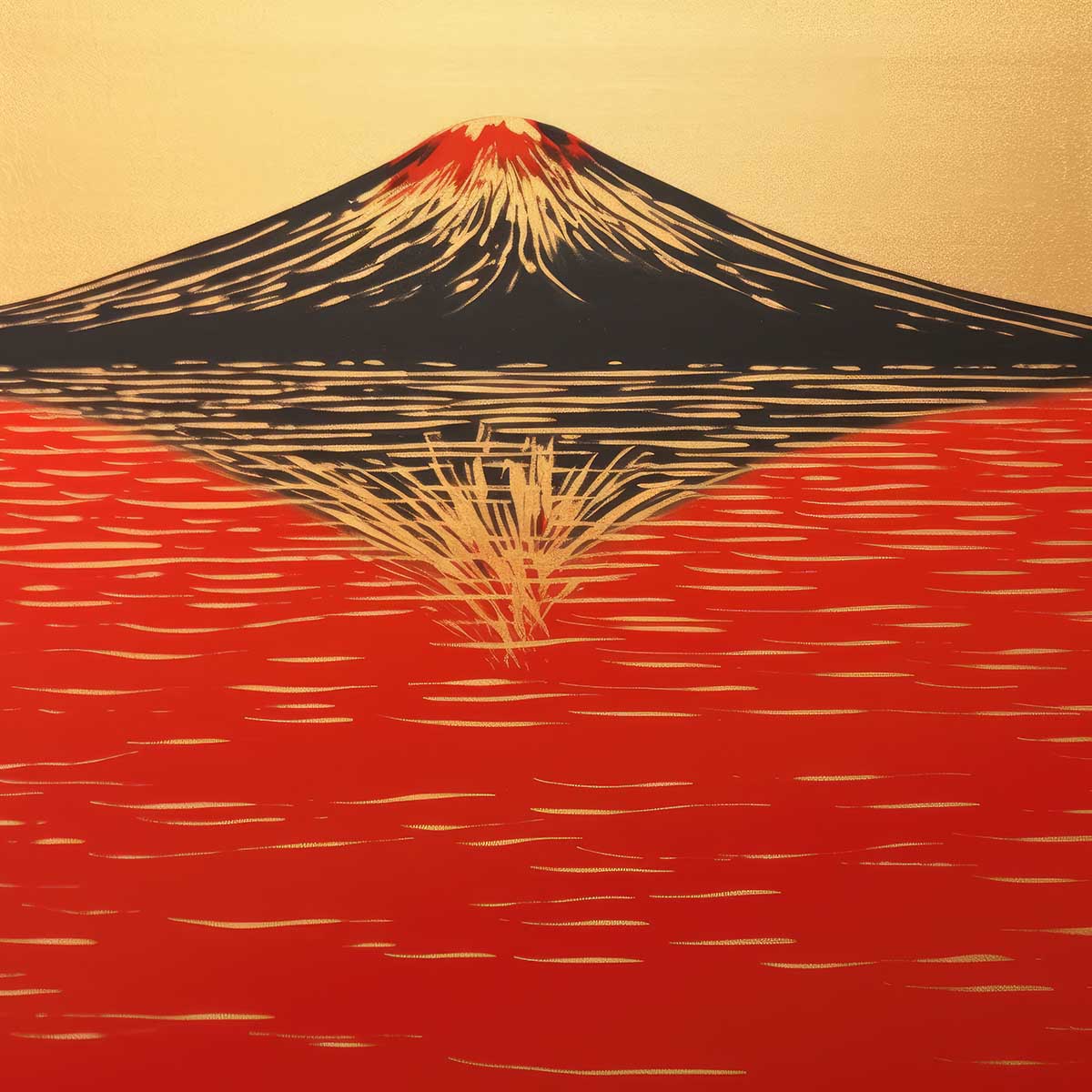 赤富士 風景画 金運 ゴールド 山 富士山 ご利益 運気 グッズ アイテム 開運 正方形ポスター 四角 デザイン ポスター スクエア 5センチ刻みでサイズ豊富 絵画【sq-poster-1210】|ファッションポスターEFPI
