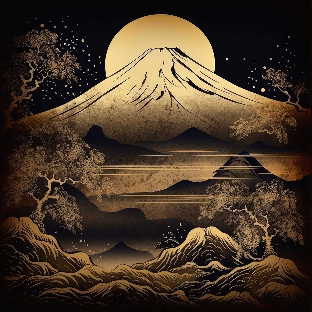 金の富士 金運 ゴールド 山 富士山 ご利益 運気 グッズ アイテム 開運 正方形ポスター 四角 デザイン ポスター スクエア ５センチ刻みでサイズ豊富 絵画【sq-poster-1236】｜ファッションポスターEFPI