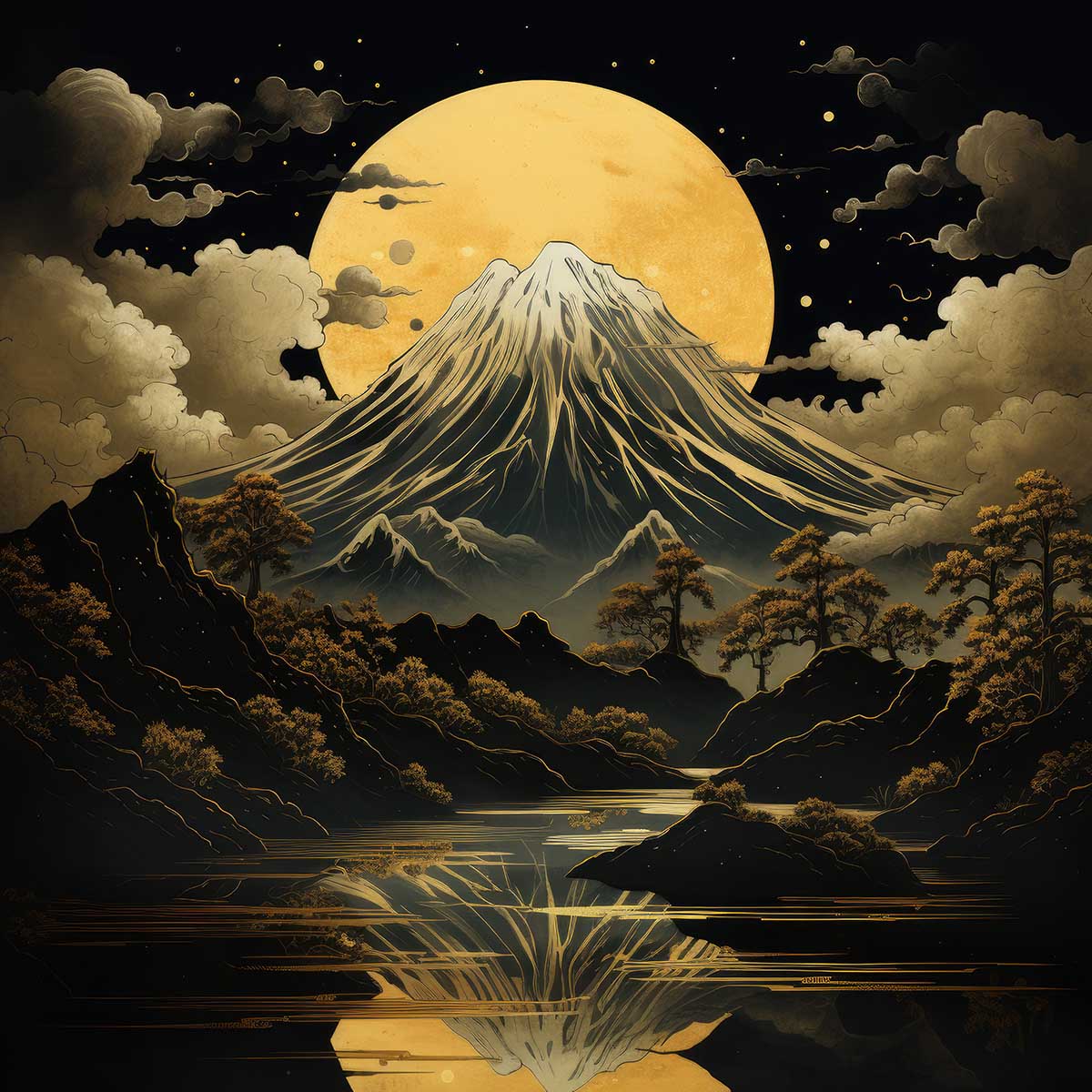 金の富士 金運 ゴールド 山 富士山 ご利益 運気 グッズ アイテム 開運 正方形ポスター 四角 デザイン ポスター スクエア 5センチ刻みでサイズ豊富 絵画【sq-poster-1240】|ファッションポスターEFPI