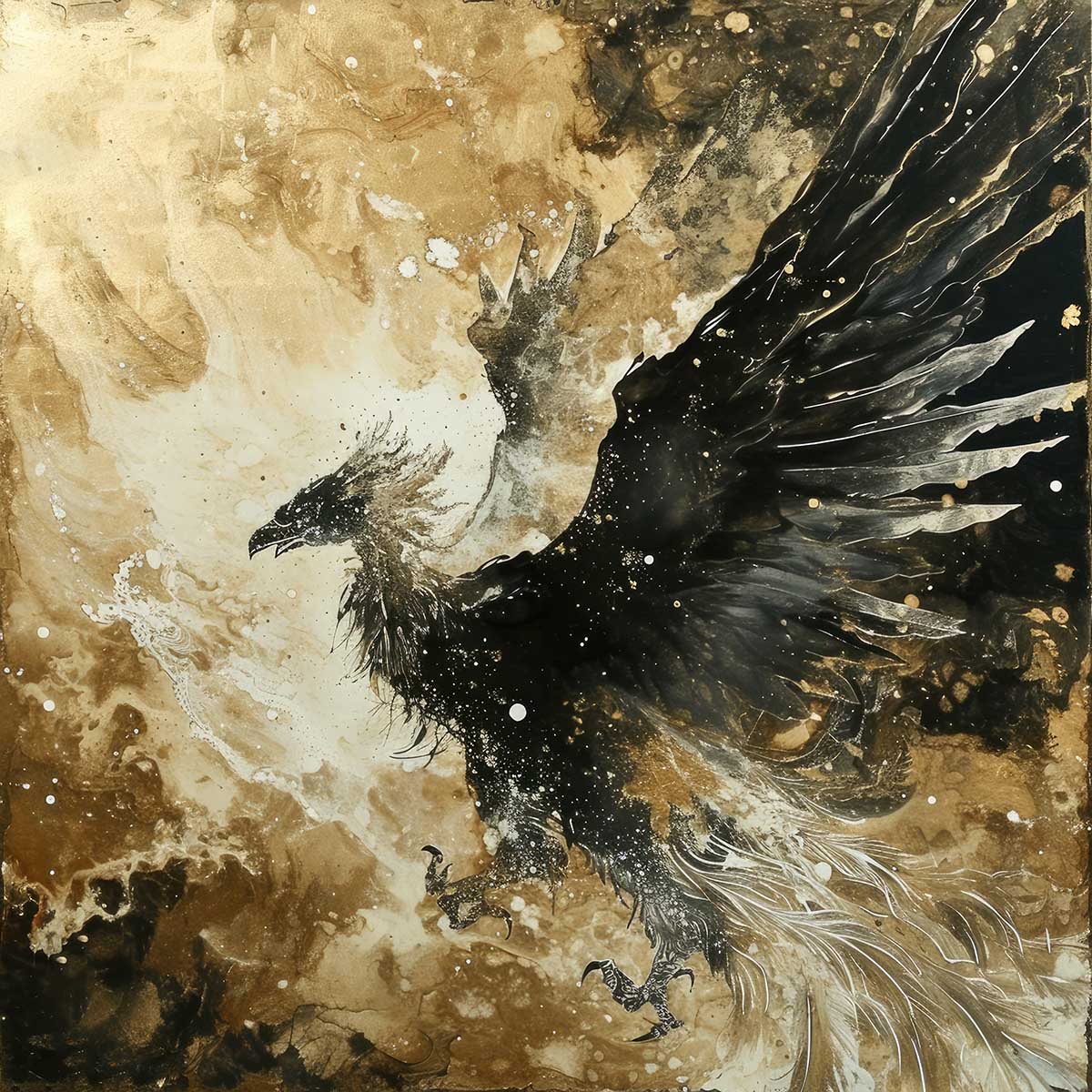 鳳凰 ほうおう フェニックス 開運 正方形ポスター 豪華 絵画風 掛け軸風 浮世絵 金運 開運 グッズ 魔除け 鬼門 風水 幸せ 幸福 金 ゴールド 福 四角 デザイン ポスター スクエア インテリア デザイン プリント お洒落 かっこいい【sq-poster-1335】
