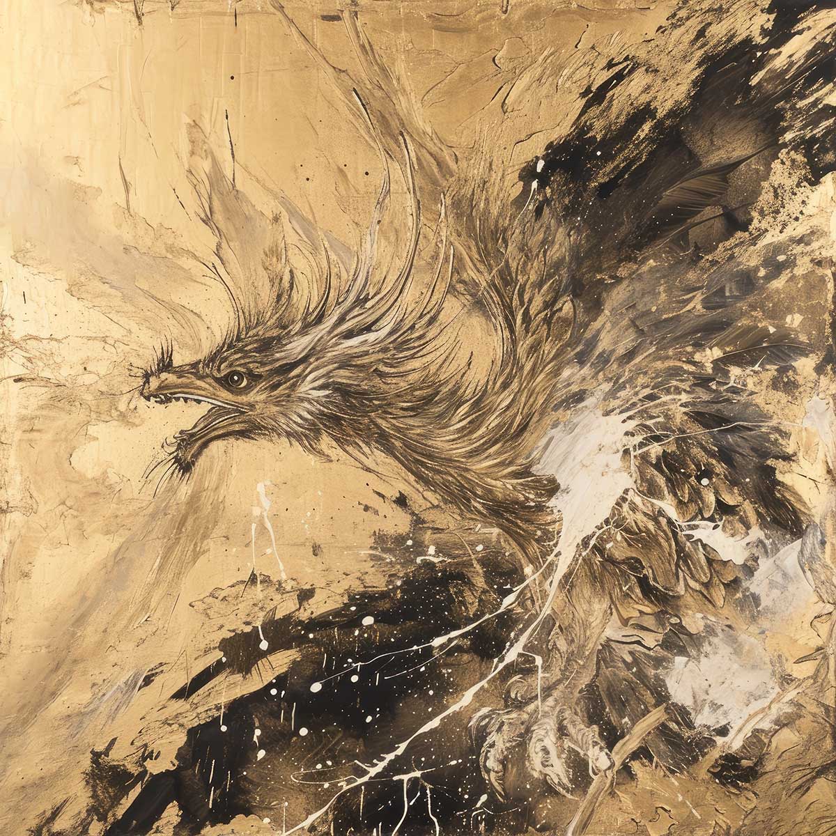 鳳凰 ほうおう フェニックス 開運 正方形ポスター 豪華 絵画風 掛け軸風 浮世絵 金運 開運 グッズ 魔除け 鬼門 風水 幸せ 幸福 金 ゴールド 福 四角 デザイン ポスター スクエア インテリア デザイン プリント お洒落 かっこいい【sq-poster-1355】|ファッションポスターEFPI