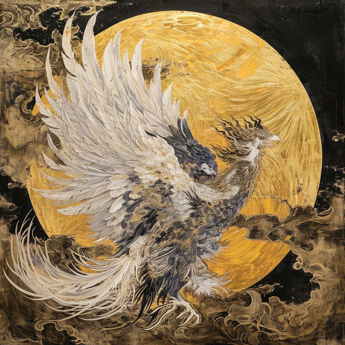 鳳凰 ほうおう フェニックス 開運 正方形ポスター 豪華 絵画風 掛け軸風 浮世絵 金運 開運 グッズ 魔除け 鬼門 風水 幸せ 幸福 金 ゴールド 福 四角 デザイン ポスター スクエア インテリア デザイン プリント お洒落 かっこいい【sq-poster-1360】|ファッションポスターEFPI
