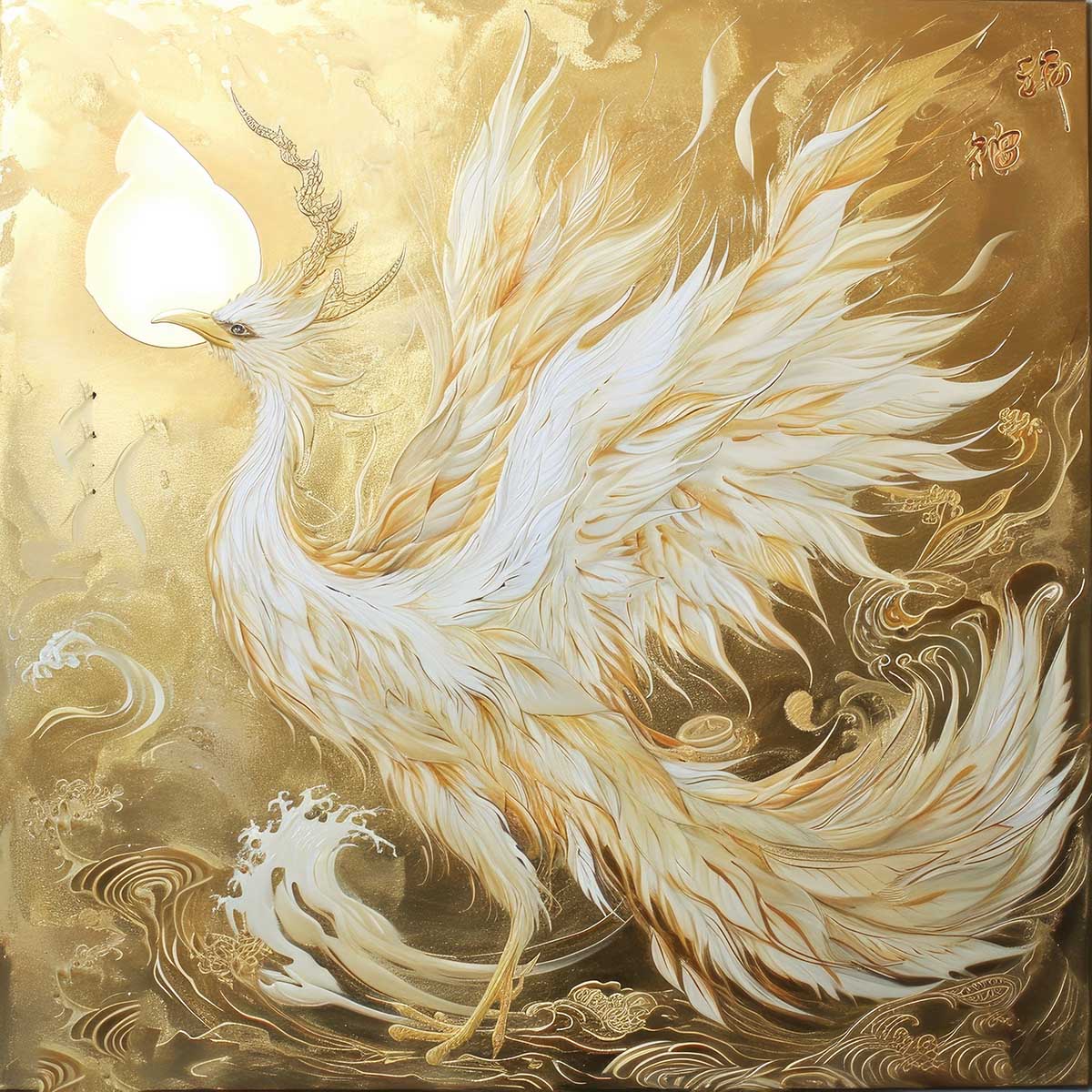 鳳凰 ほうおう フェニックス 開運 正方形ポスター 豪華 絵画風 掛け軸風 浮世絵 金運 開運 グッズ 魔除け 鬼門 風水 幸せ 幸福 金 ゴールド 福 四角 デザイン ポスター スクエア インテリア デザイン プリント お洒落 かっこいい【sq-poster-1362】｜ファッションポスターEFPI