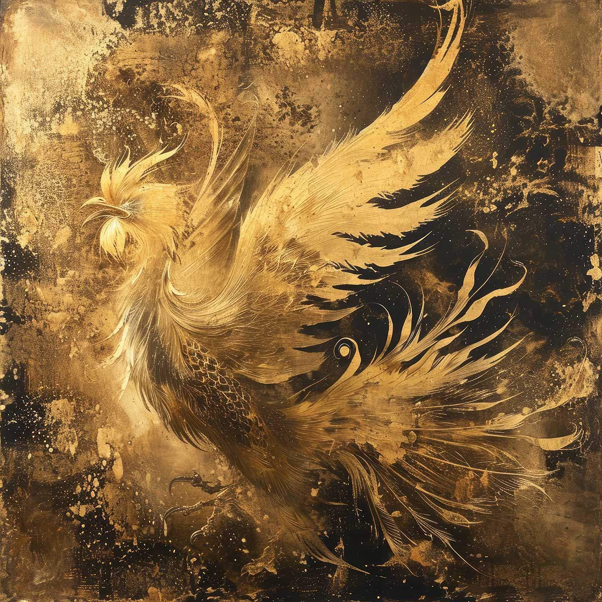 鳳凰 ほうおう フェニックス 開運 正方形ポスター 豪華 絵画風 掛け軸風 浮世絵 金運 開運 グッズ 魔除け 鬼門 風水 幸せ 幸福 金 ゴールド 福 四角 デザイン ポスター スクエア インテリア デザイン プリント お洒落 かっこいい【sq-poster-1363】|ファッションポスターEFPI