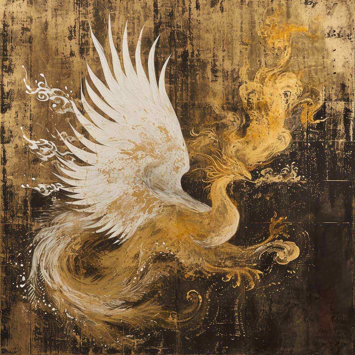 鳳凰 ほうおう フェニックス 開運 正方形ポスター 豪華 絵画風 掛け軸風 浮世絵 金運 開運 グッズ 魔除け 鬼門 風水 幸せ 幸福 金 ゴールド 福 四角 デザイン ポスター スクエア インテリア デザイン プリント お洒落 かっこいい【sq-poster-1379】|ファッションポスターEFPI