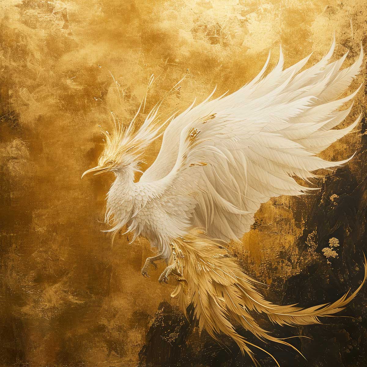 鳳凰 ほうおう フェニックス 開運 正方形ポスター 豪華 絵画風 掛け軸風 浮世絵 金運 開運 グッズ 魔除け 鬼門 風水 幸せ 幸福 金 ゴールド 福 四角 デザイン ポスター スクエア インテリア デザイン プリント お洒落 かっこいい【sq-poster-1384】|ファッションポスターEFPI