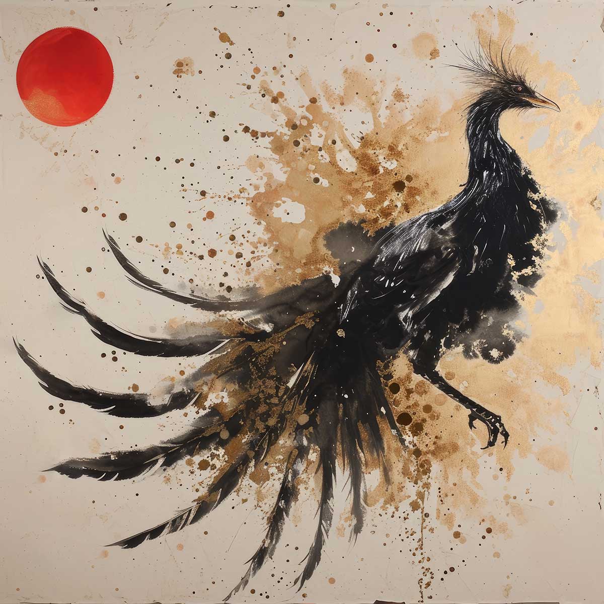 鳳凰 ほうおう フェニックス 開運 正方形ポスター 豪華 絵画風 掛け軸風 浮世絵 金運 開運 グッズ 魔除け 鬼門 風水 幸せ 幸福 金 ゴールド 福 四角 デザイン ポスター スクエア インテリア デザイン プリント お洒落 かっこいい【sq-poster-1390】