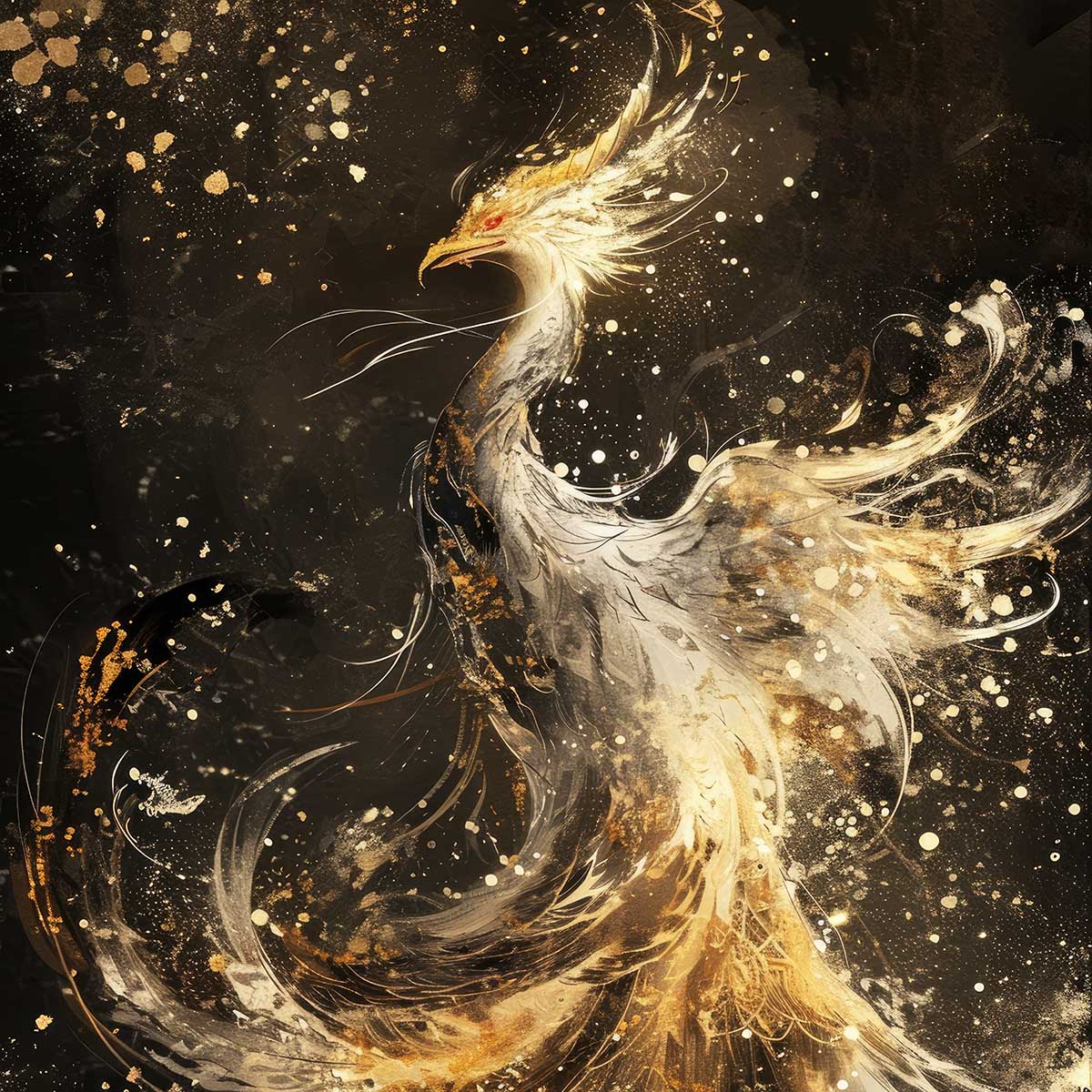 鳳凰 ほうおう フェニックス 開運 正方形ポスター 豪華 絵画風 掛け軸風 浮世絵 金運 開運 グッズ 魔除け 鬼門 風水 幸せ 幸福 金 ゴールド 福 四角 デザイン ポスター スクエア インテリア デザイン プリント お洒落 かっこいい【sq-poster-1400】｜ファッションポスターEFPI