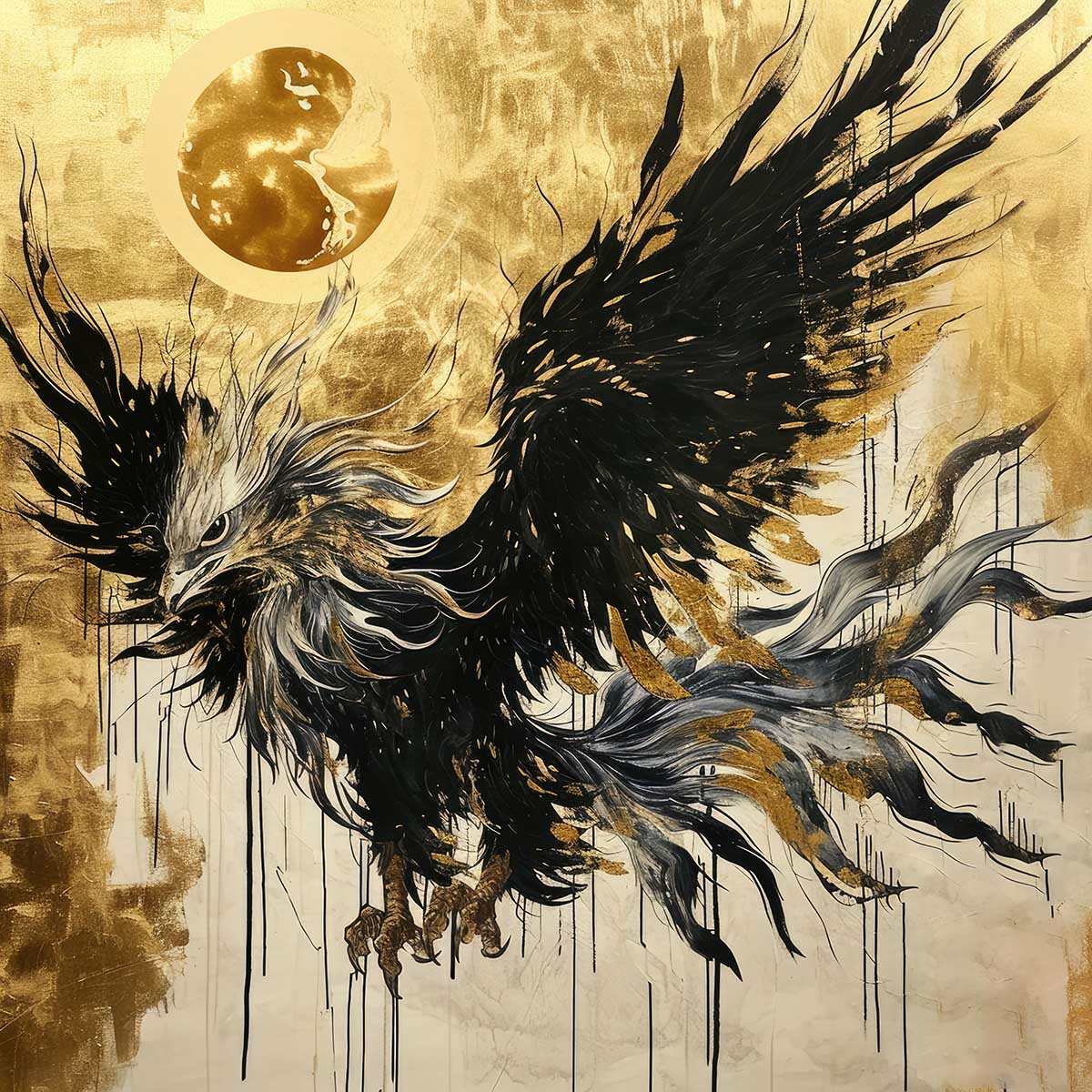 鳳凰 ほうおう フェニックス 開運 正方形ポスター 豪華 絵画風 掛け軸風 浮世絵 金運 開運 グッズ 魔除け 鬼門 風水 幸せ 幸福 金 ゴールド 福 四角 デザイン ポスター スクエア インテリア デザイン プリント お洒落 かっこいい【sq-poster-1406】|ファッションポスターEFPI