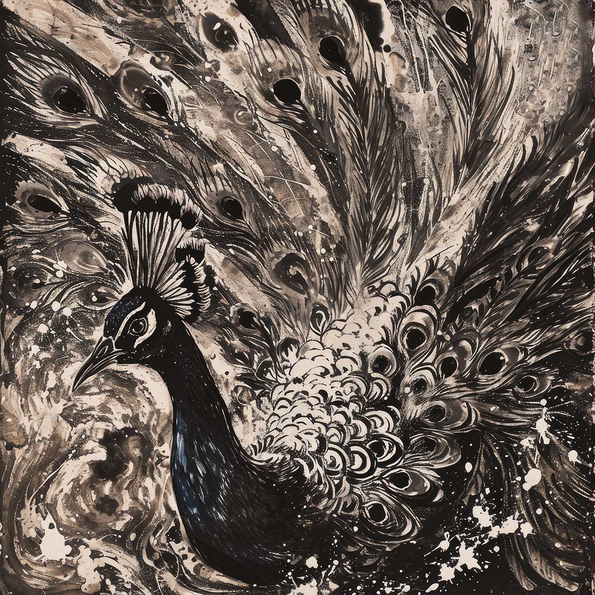 縁起物 孔雀 クジャク 正方形ポスター 豪華 絵画風 掛け軸風 浮世絵 金運 開運 グッズ 魔除け 鬼門 風水 幸せ 幸福 金 ゴールド 福 四角 デザイン ポスター スクエア インテリア デザイン プリント お洒落 かっこいい【sq-poster-1456】|ファッションポスターEFPI