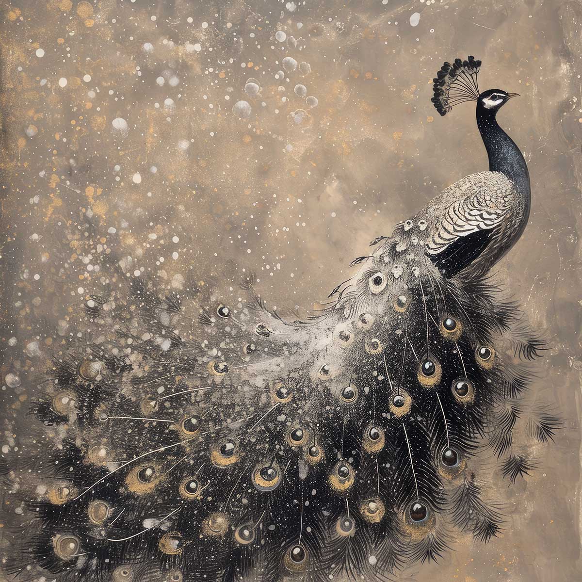 縁起物 孔雀 クジャク 正方形ポスター 豪華 絵画風 掛け軸風 浮世絵 金運 開運 グッズ 魔除け 鬼門 風水 幸せ 幸福 金 ゴールド 福 四角 デザイン ポスター スクエア インテリア デザイン プリント お洒落 かっこいい【sq-poster-1488】|ファッションポスターEFPI