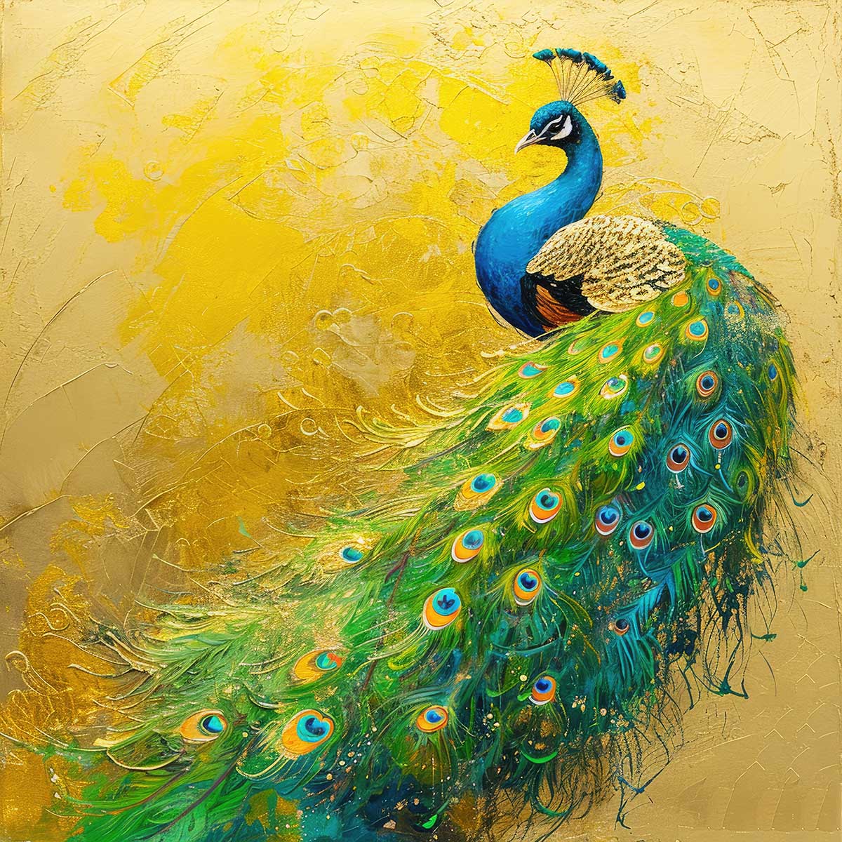 縁起物 孔雀 クジャク 正方形ポスター 豪華 絵画風 掛け軸風 浮世絵 金運 開運 グッズ 魔除け 鬼門 風水 幸せ 幸福 金 ゴールド 福 四角 デザイン ポスター スクエア インテリア デザイン プリント お洒落 かっこいい【sq-poster-1491】｜ファッションポスターEFPI