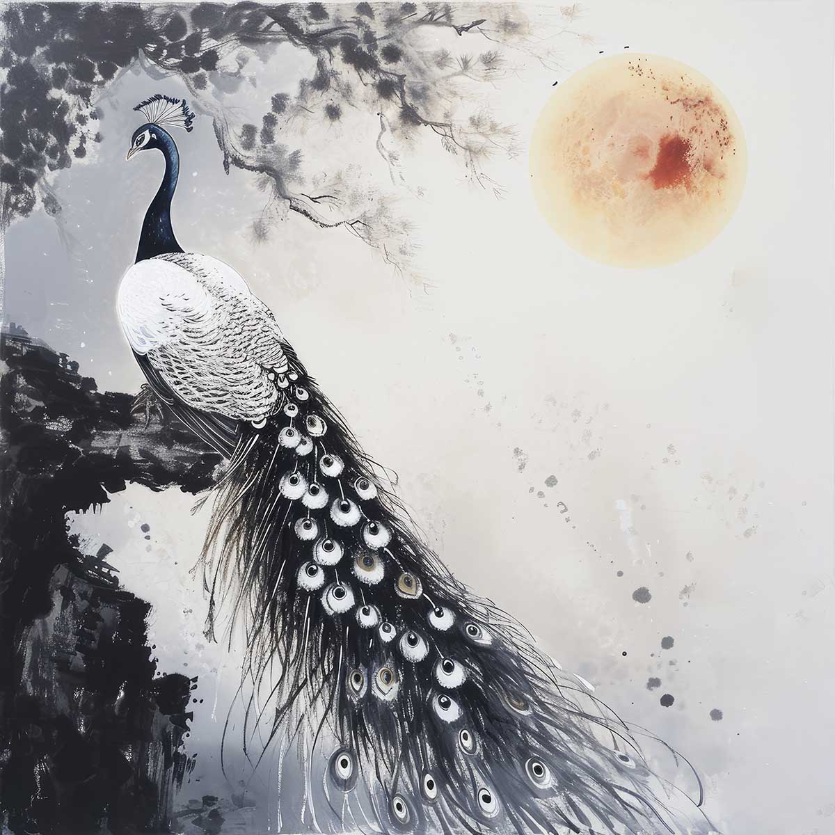 縁起物 孔雀 クジャク 正方形ポスター 豪華 絵画風 掛け軸風 浮世絵 金運 開運 グッズ 魔除け 鬼門 風水 幸せ 幸福 金 ゴールド 福 四角 デザイン ポスター スクエア インテリア デザイン プリント お洒落 かっこいい【sq-poster-1509】｜ファッションポスターEFPI