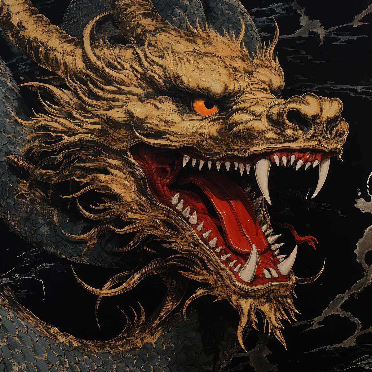 金運 龍 ドラゴン 正方形ポスター ゴールド 竜 風水 魔除け 竜神 グッズ アイテム 四角 デザイン ポスター スクエア ５センチ刻みでサイズ豊富 インテリア デザイン プリント 絵画 オフィス 住宅 店舗 お洒落 かっこいい【sq-poster-511】