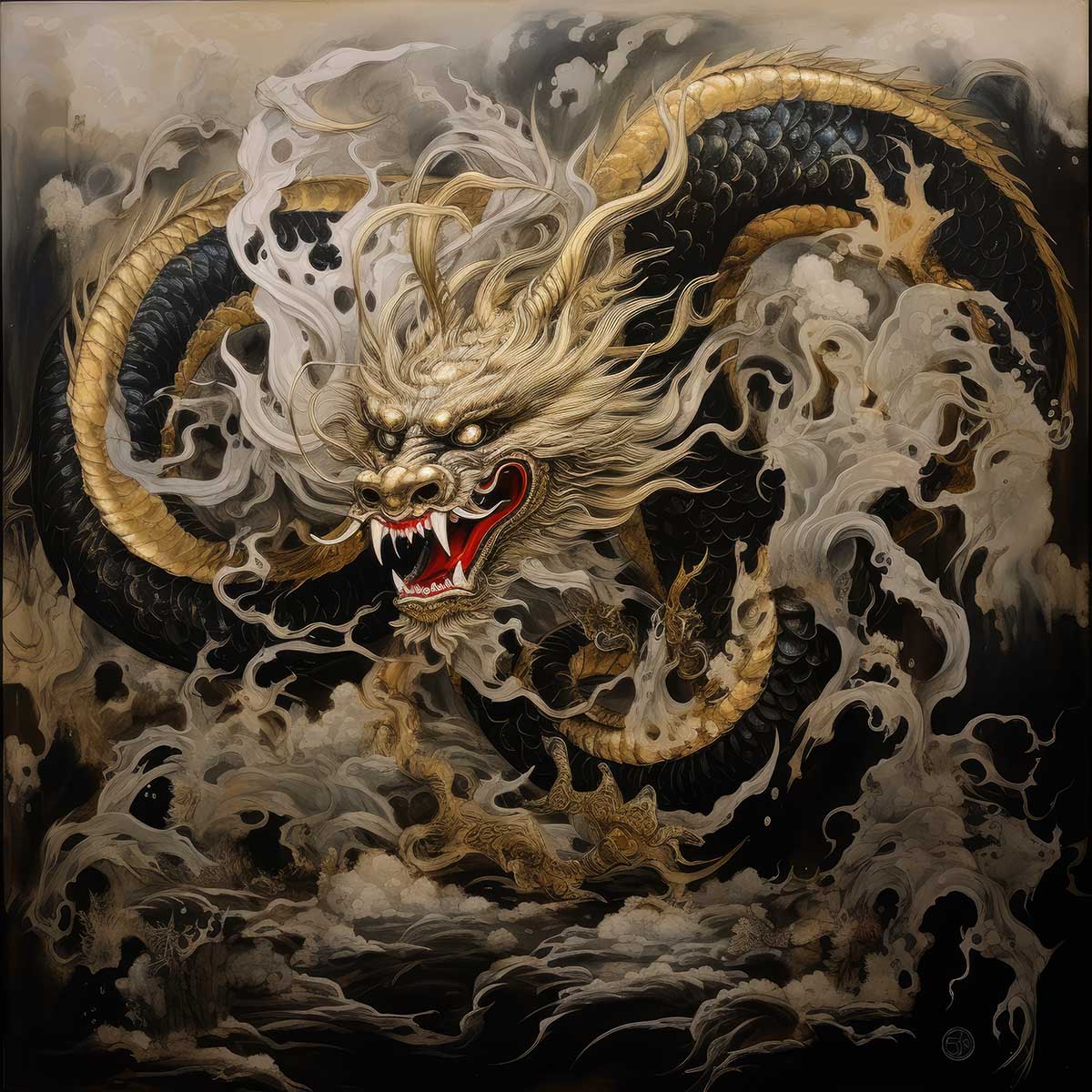金運 龍 ドラゴン 正方形ポスター ゴールド 竜 風水 魔除け 竜神 グッズ アイテム 四角 デザイン ポスター スクエア 5センチ刻みでサイズ豊富 インテリア デザイン プリント 絵画 オフィス 住宅 店舗 お洒落 かっこいい【sq-poster-532】|ファッションポスターEFPI