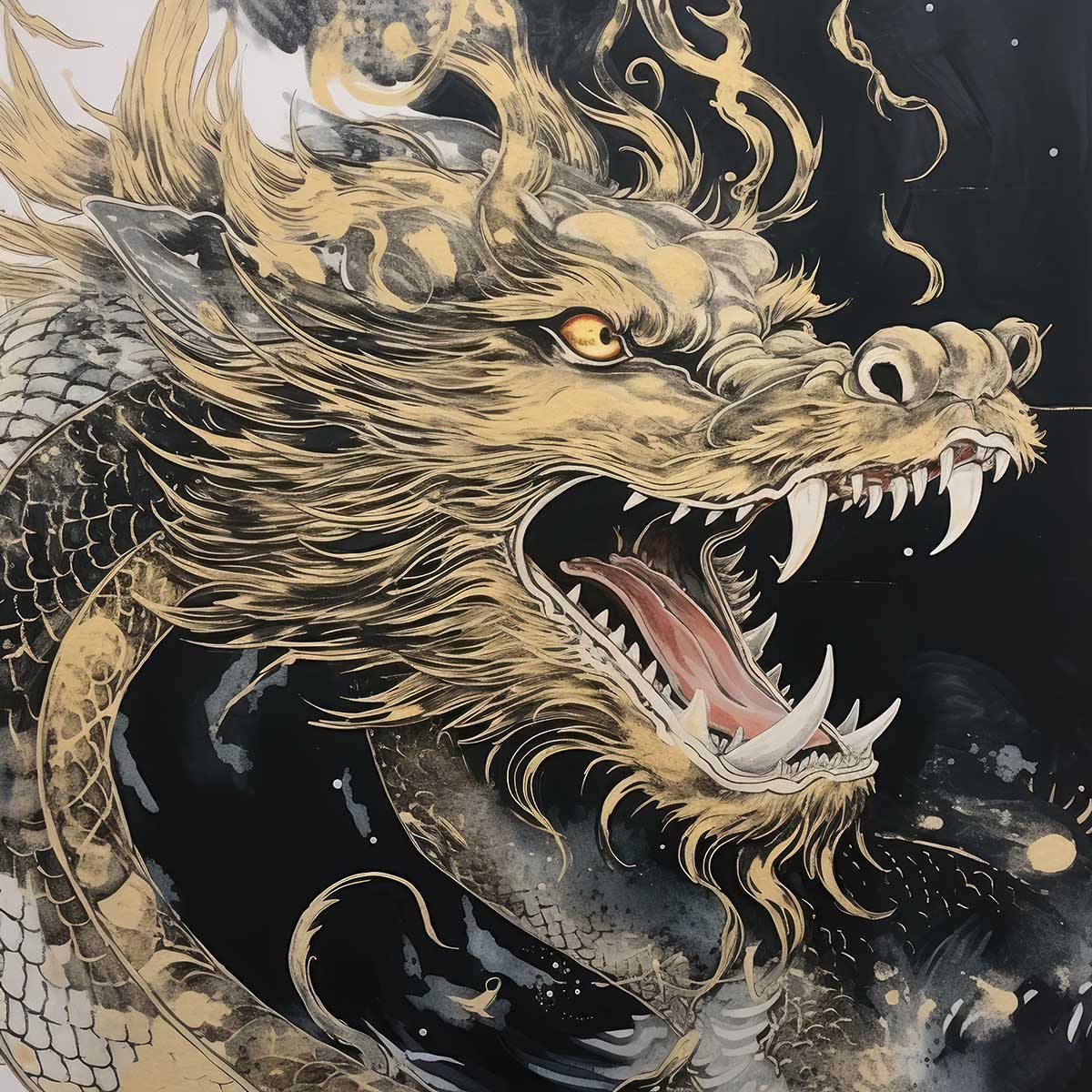 金運 龍 ドラゴン 正方形ポスター ゴールド 竜 風水 魔除け 竜神 グッズ アイテム 四角 デザイン ポスター スクエア 5センチ刻みでサイズ豊富 インテリア デザイン プリント 絵画 オフィス 住宅 店舗 お洒落 かっこいい【sq-poster-544】|ファッションポスターEFPI