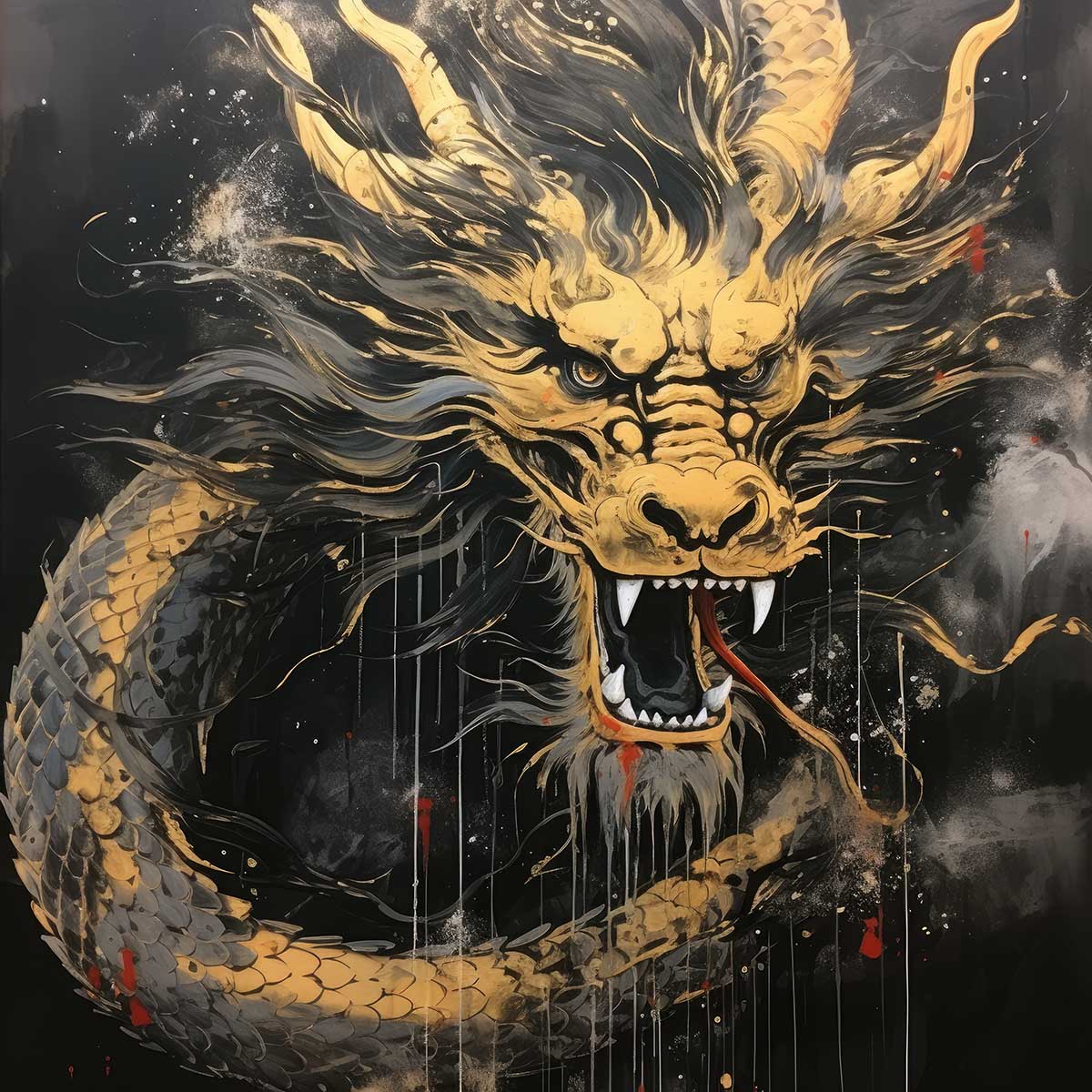 金運 龍 ドラゴン 正方形ポスター ゴールド 竜 風水 魔除け 竜神 グッズ アイテム 四角 デザイン ポスター スクエア ５センチ刻みでサイズ豊富 インテリア デザイン プリント 絵画 オフィス 住宅 店舗 お洒落 かっこいい【sq-poster-558】