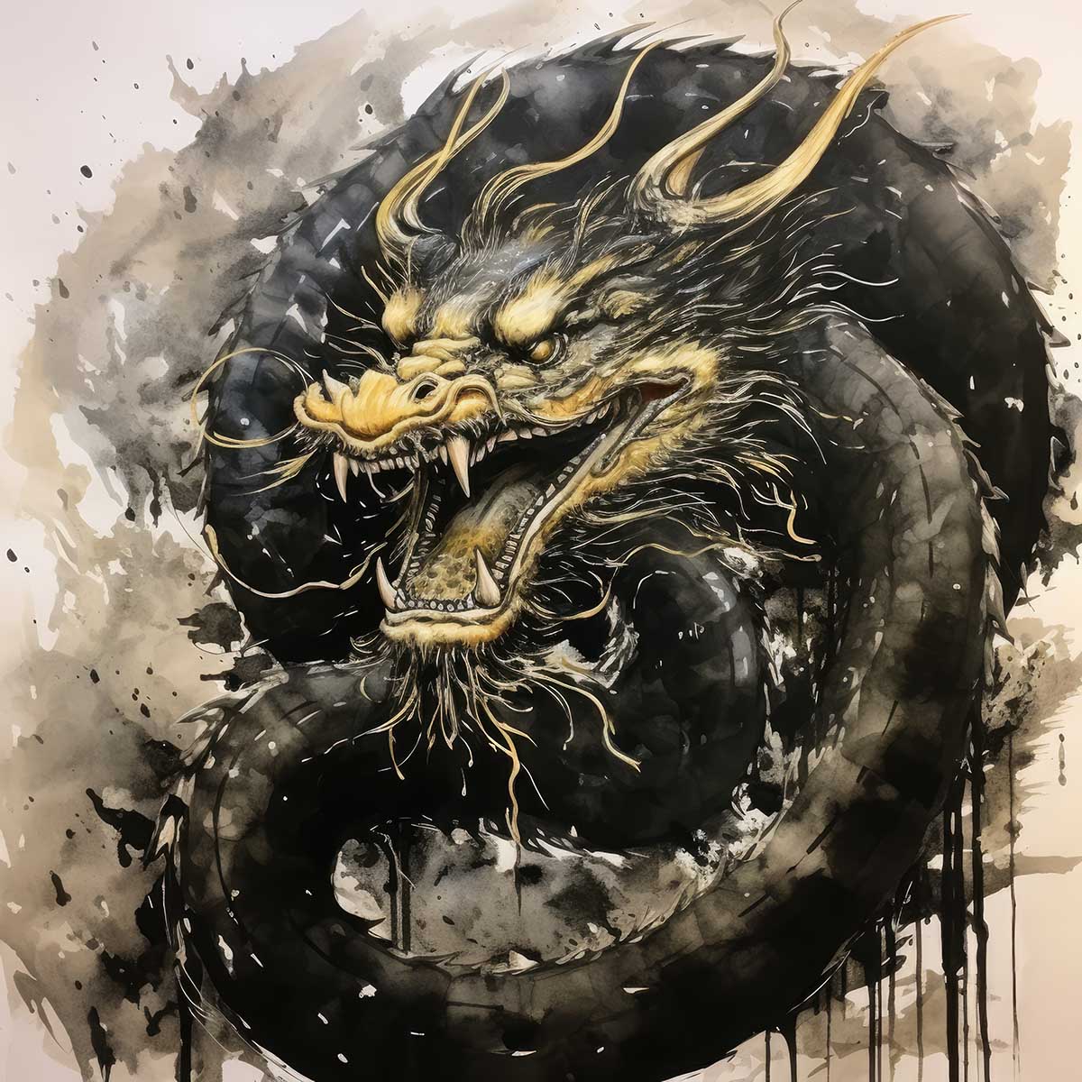 金運 龍 ドラゴン 正方形ポスター ゴールド 竜 風水 魔除け 竜神 グッズ アイテム 四角 デザイン ポスター スクエア ５センチ刻みでサイズ豊富 インテリア デザイン プリント 絵画 オフィス 住宅 店舗 お洒落 かっこいい【sq-poster-563】