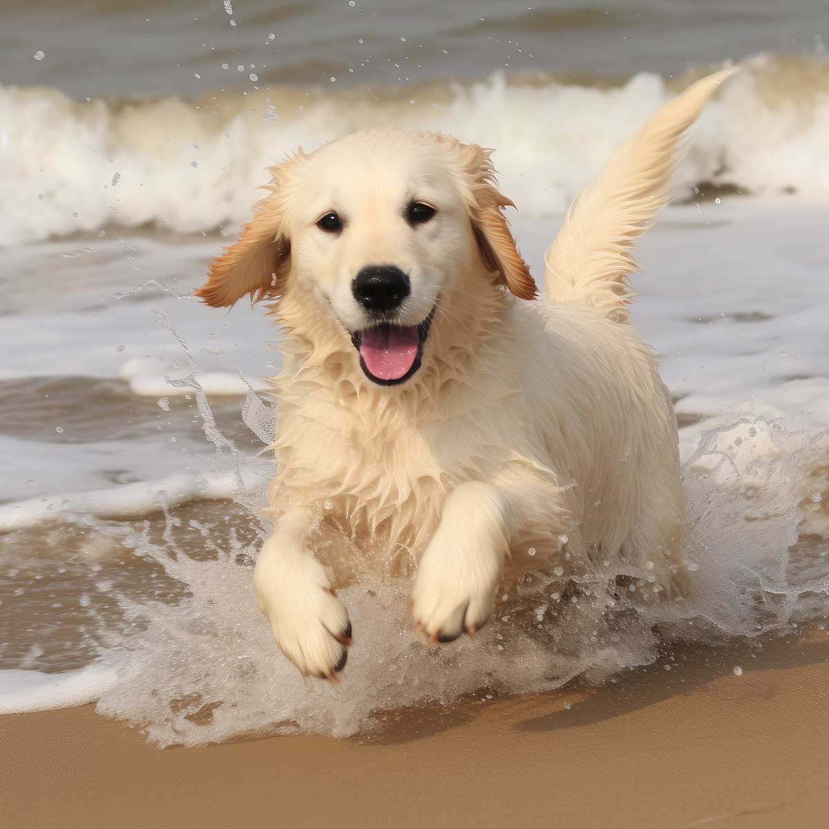 ゴールデン・レトリバー 犬 ドッグ 動物 波 サーフ ビーチ 走る ペット 夏 正方形ポスター 四角 デザイン ポスター スクエア 5センチ刻みでサイズ豊富 インテリア デザイン プリント 絵画 オフィス 住宅 店舗 お洒落 かっこいい【sq-poster-602】|ファッションポスターEFPI