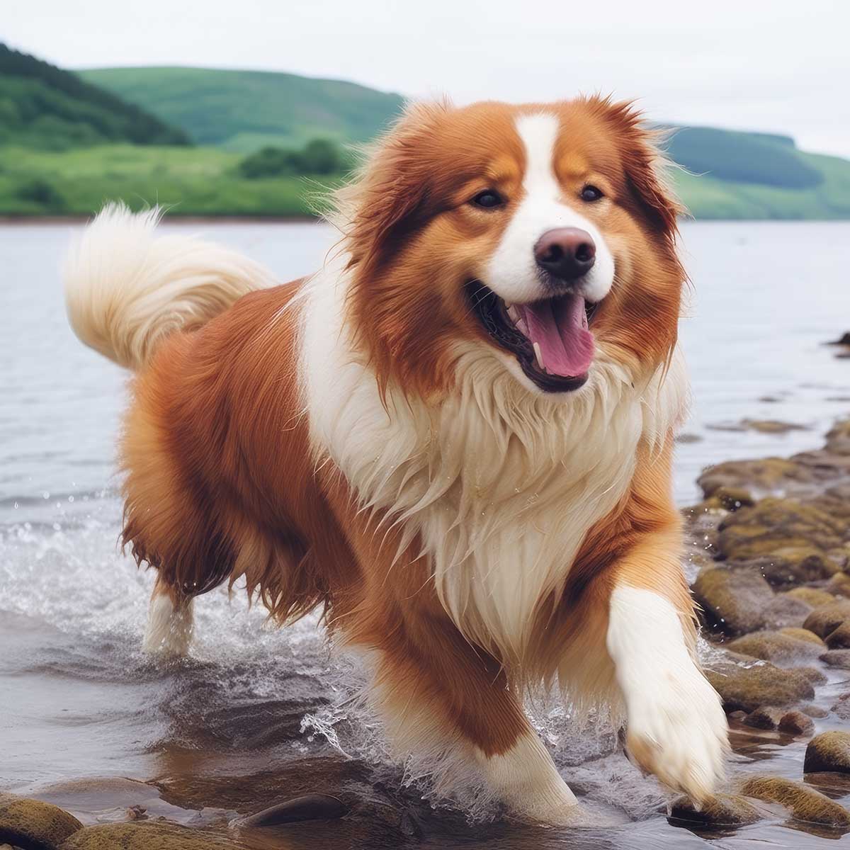 オーストラリアン・シェパード 犬 ドッグ 動物 波 サーフ ビーチ 走る ペット 夏 正方形ポスター 四角 デザイン ポスター スクエア 5センチ刻みでサイズ豊富 インテリア デザイン プリント 絵画 オフィス 住宅 店舗 お洒落 かっこいい【sq-poster-604】|ファッションポスターEFPI