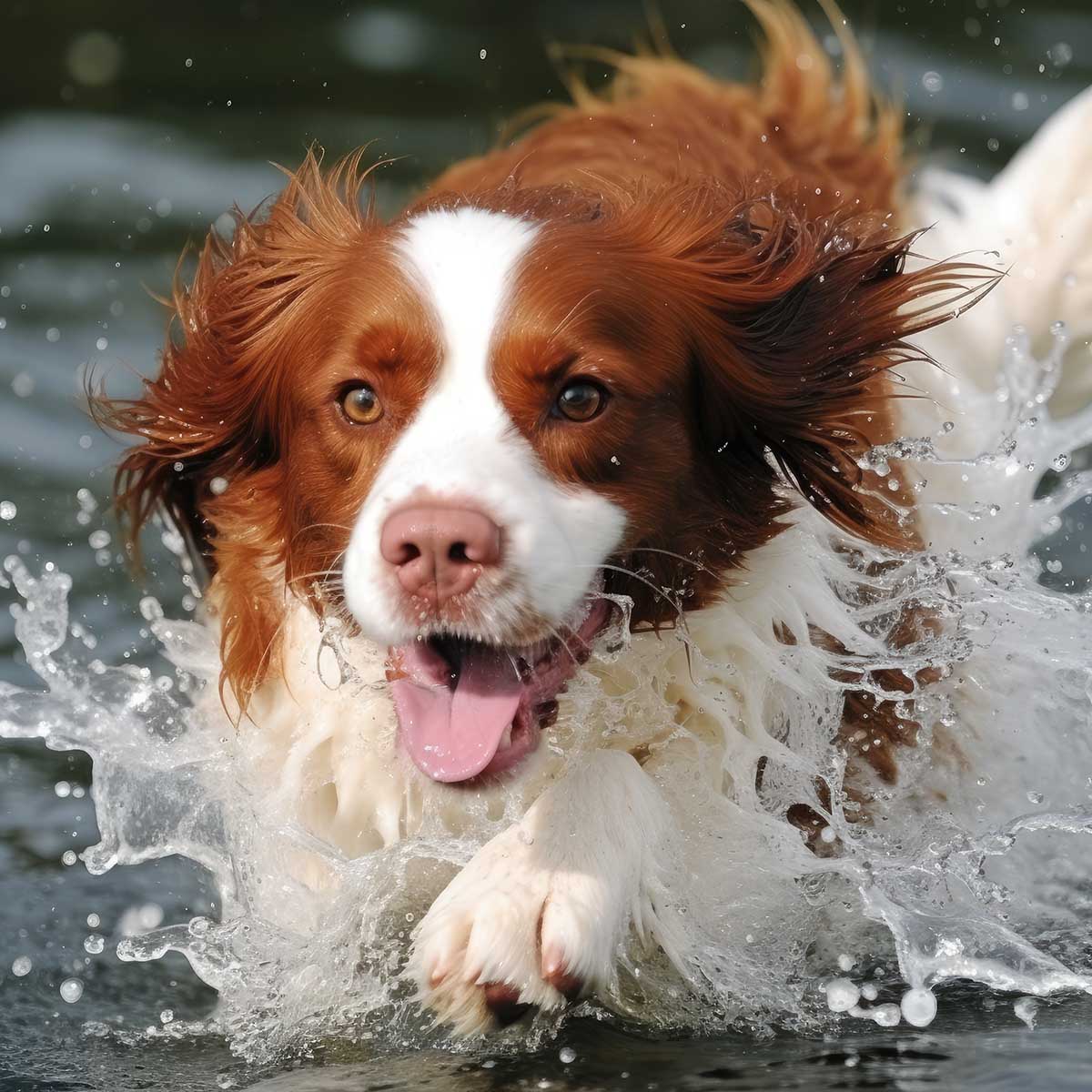 イングリッシュ・スプリンガー・スパニエル 犬 ドッグ 動物 波 サーフ ビーチ 走る ペット 夏 正方形ポスター 四角 デザイン ポスター スクエア ５センチ刻みでサイズ豊富 インテリア デザイン プリント 絵画 オフィス 住宅 店舗 お洒落 かっこいい【sq-poster-607】｜ファッションポスターEFPI
