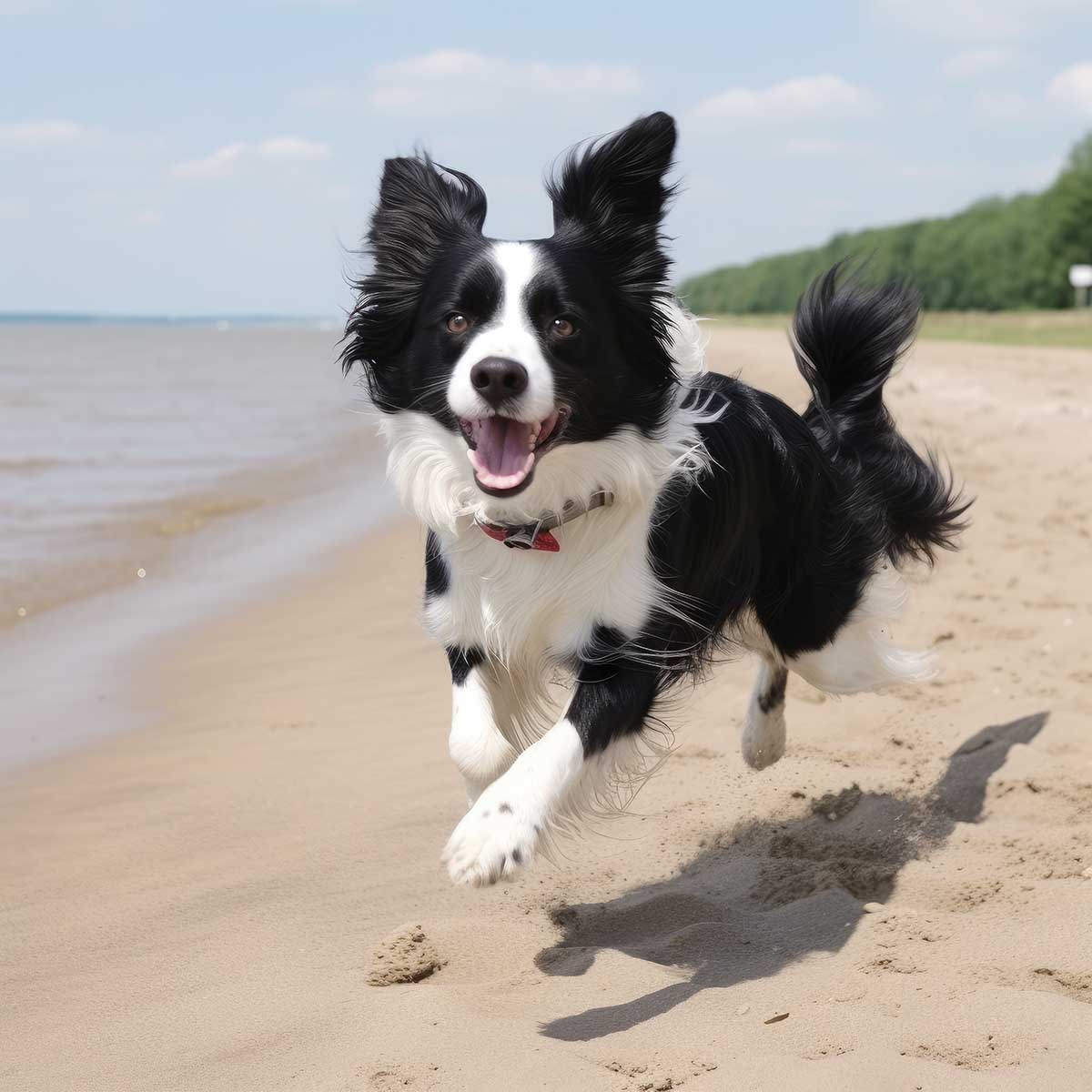 キャバリア・キング・チャールズ・スパニエル 犬 ドッグ 動物 波 サーフ ビーチ 走る ペット 夏 正方形ポスター 四角 デザイン ポスター スクエア ５センチ刻みでサイズ豊富 インテリア デザイン プリント 絵画 オフィス 住宅 店舗 お洒落 かっこいい【sq-poster-609】