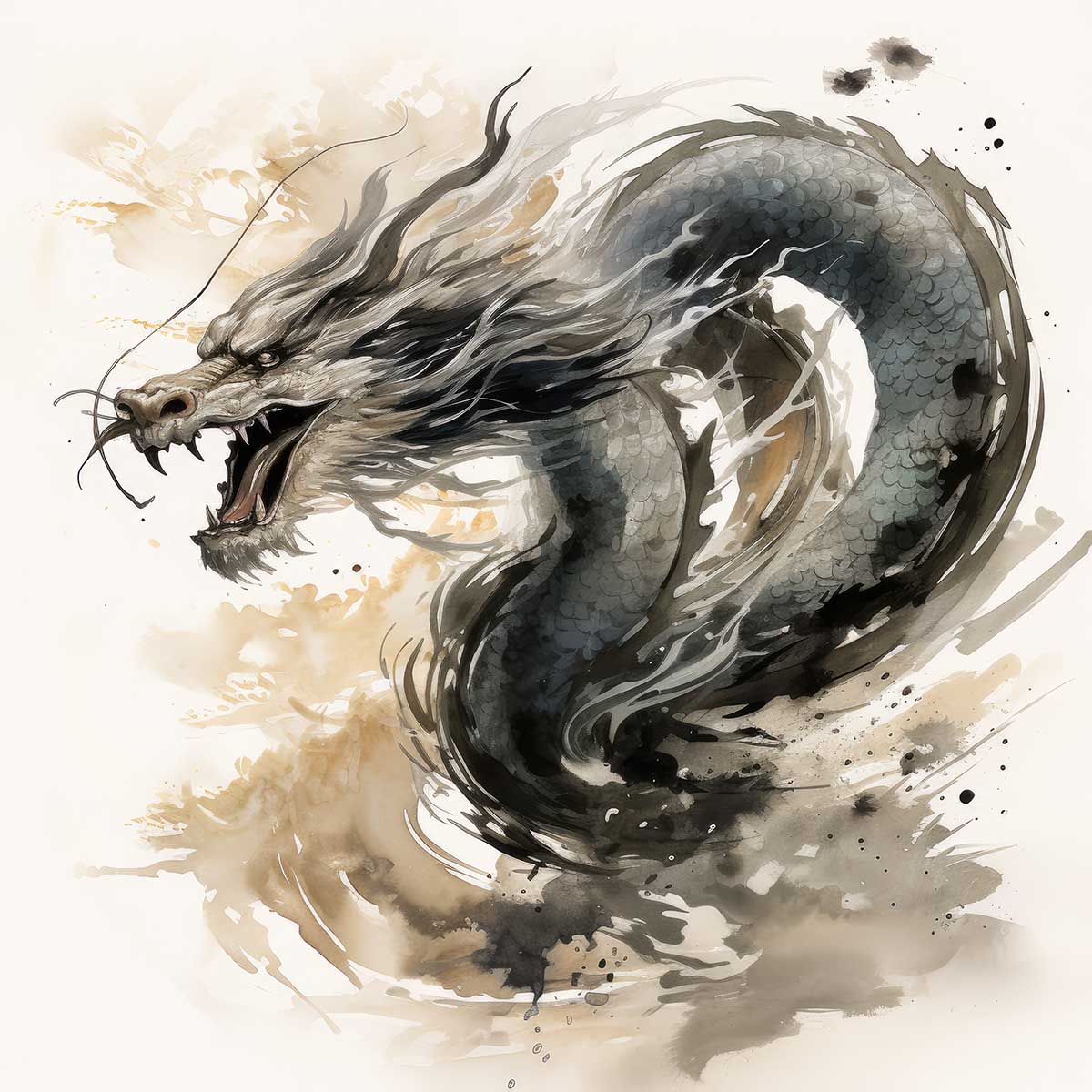 ドラゴン 辰年 龍 画 竜 竜神 正方形ポスター 干支 2024 縁起物 グッズ アイテム 竜神様 神龍 金運 幸福 四角 デザイン ポスター スクエア ５センチ刻みでサイズ豊富 インテリア デザイン プリント 絵画 オフィス 住宅 店舗 お洒落 かっこいい【sq-poster-682】