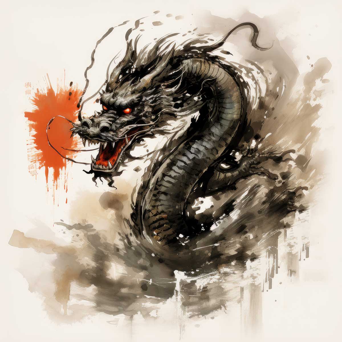 ドラゴン 辰年 龍 画 竜 竜神 正方形ポスター 干支 2024 縁起物 グッズ アイテム 竜神様 神龍 金運 幸福 四角 デザイン ポスター スクエア ５センチ刻みでサイズ豊富 インテリア デザイン プリント 絵画 オフィス 住宅 店舗 お洒落 かっこいい【sq-poster-686】