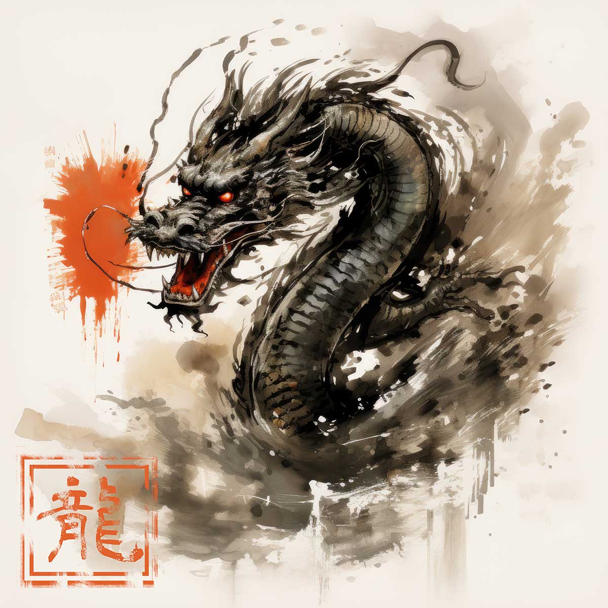 ドラゴン 辰年 龍 画 竜 竜神 正方形ポスター 干支 2024 縁起物 グッズ アイテム 竜神様 神龍 金運 幸福 四角 デザイン ポスター スクエア ５センチ刻みでサイズ豊富 インテリア デザイン プリント 絵画 オフィス 住宅 店舗 お洒落 かっこいい【sq-poster-687】｜ファッションポスターEFPI