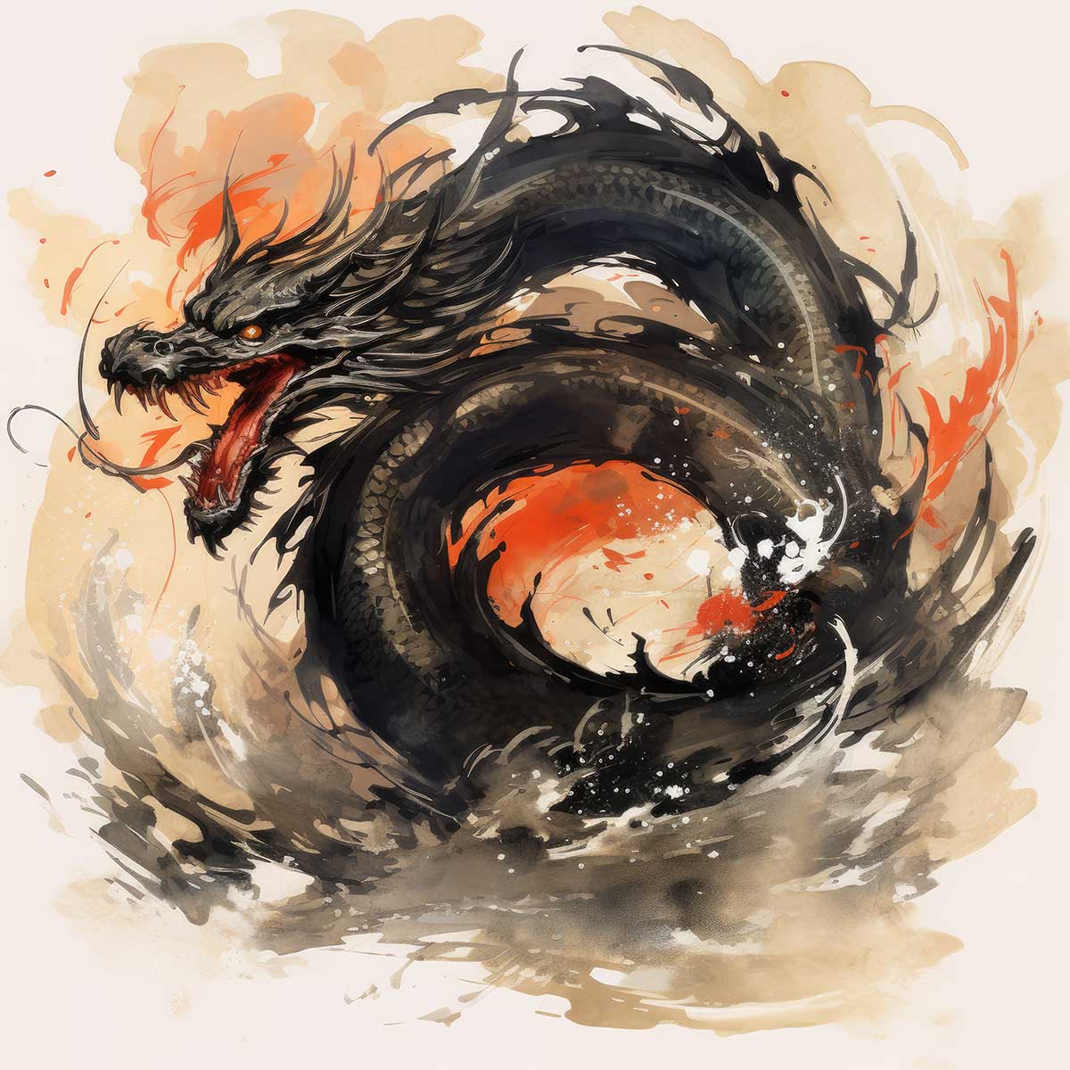 ドラゴン 辰年 龍 画 竜 竜神 正方形ポスター 干支 2024 縁起物 グッズ アイテム 竜神様 神龍 金運 幸福 四角 デザイン ポスター スクエア 5センチ刻みでサイズ豊富 インテリア デザイン プリント 絵画 オフィス 住宅 店舗 お洒落 かっこいい【sq-poster-698】|ファッションポスターEFPI