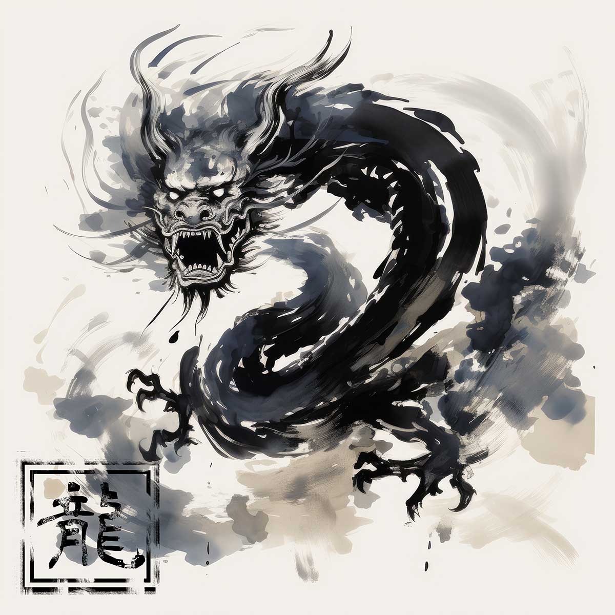 ドラゴン 辰年 龍 画 竜 竜神 正方形ポスター 干支 2024 縁起物 グッズ アイテム 竜神様 神龍 金運 幸福 四角 デザイン ポスター スクエア ５センチ刻みでサイズ豊富 インテリア デザイン プリント 絵画 オフィス 住宅 店舗 お洒落 かっこいい【sq-poster-701】｜ファッションポスターEFPI
