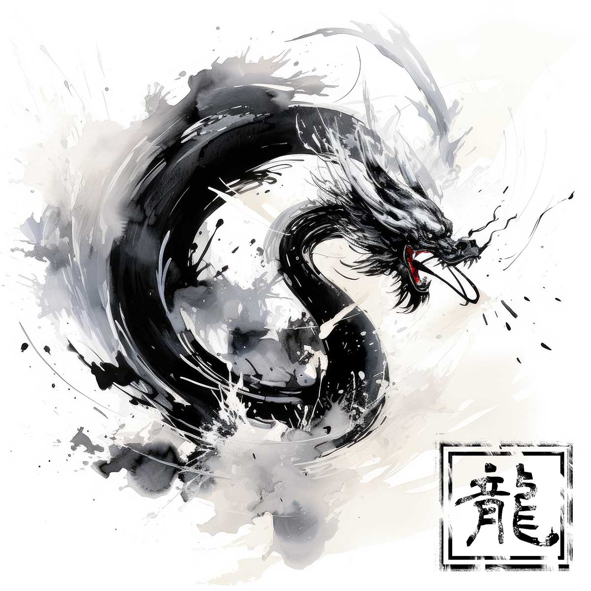 ドラゴン 辰年 龍 画 竜 竜神 正方形ポスター 干支 2024 縁起物 グッズ アイテム 竜神様 神龍 金運 幸福 四角 デザイン ポスター スクエア ５センチ刻みでサイズ豊富 インテリア デザイン プリント 絵画 オフィス 住宅 店舗 お洒落 かっこいい【sq-poster-725】｜ファッションポスターEFPI