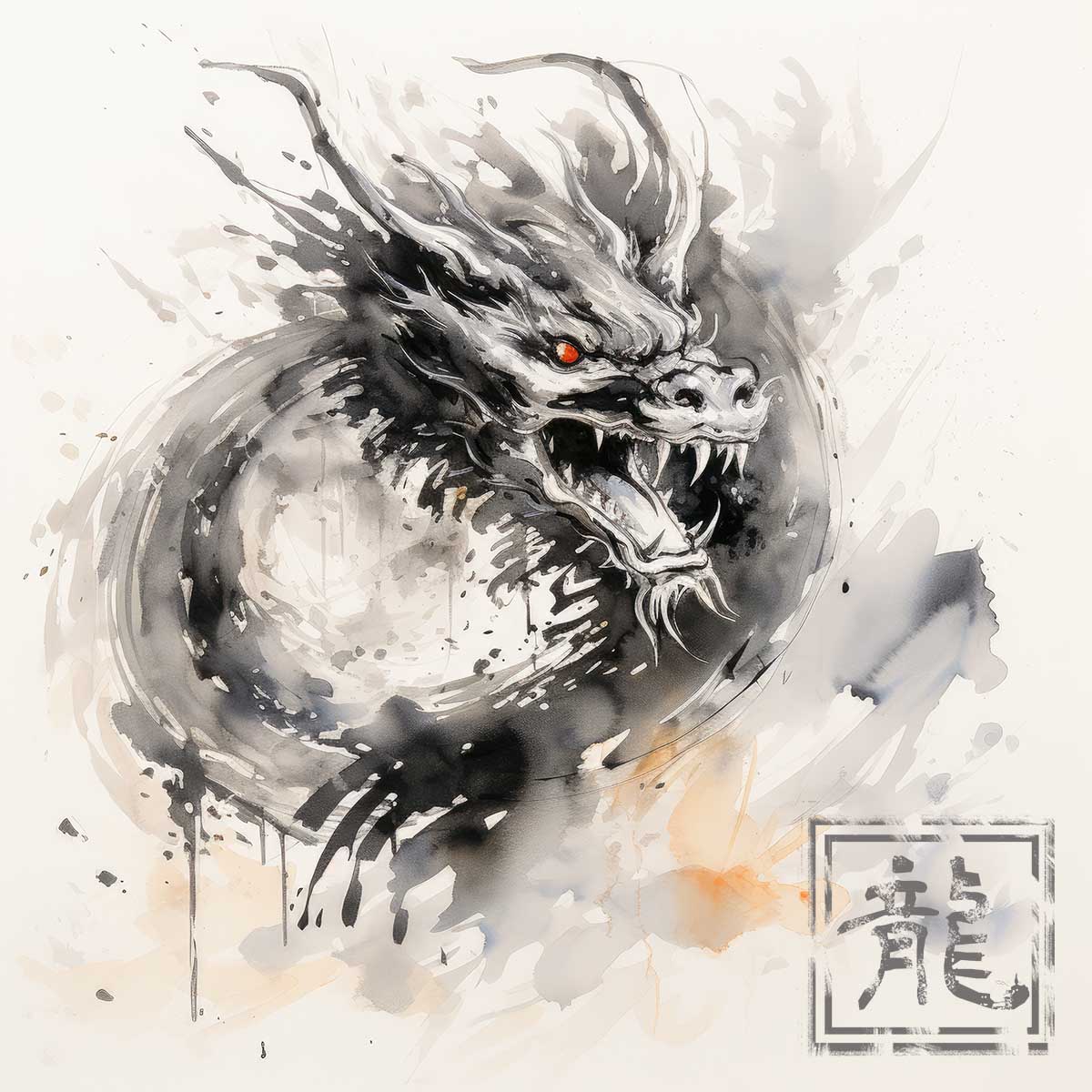 ドラゴン 辰年 龍 画 竜 竜神 正方形ポスター 干支 2024 縁起物 グッズ アイテム 竜神様 神龍 金運 幸福 四角 デザイン ポスター スクエア ５センチ刻みでサイズ豊富 インテリア デザイン プリント 絵画 オフィス 住宅 店舗 お洒落 かっこいい【sq-poster-727】