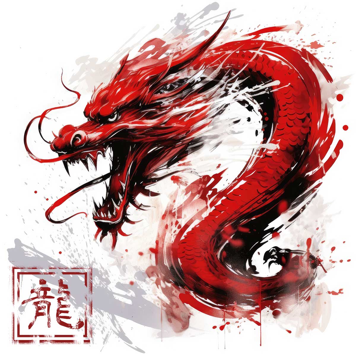 ドラゴン 辰年 龍 画 竜 竜神 正方形ポスター 干支 2024 縁起物 グッズ アイテム 竜神様 神龍 金運 幸福 四角 デザイン ポスター スクエア ５センチ刻みでサイズ豊富 インテリア デザイン プリント 絵画 オフィス 住宅 店舗 お洒落 かっこいい【sq-poster-755】