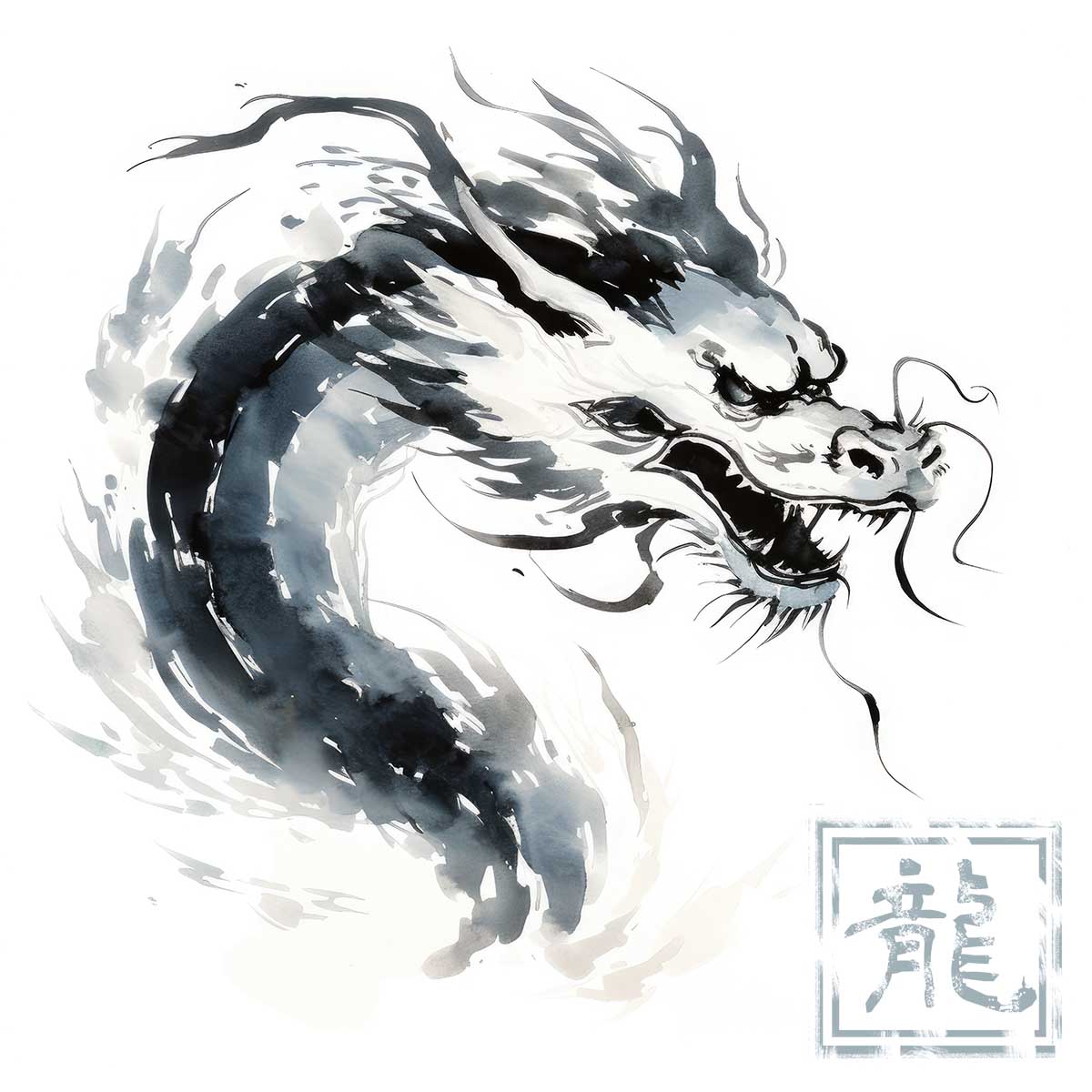ドラゴン 辰年 龍 画 竜 竜神 正方形ポスター 干支 2024 縁起物 グッズ アイテム 竜神様 神龍 金運 幸福 四角 デザイン ポスター スクエア ５センチ刻みでサイズ豊富 インテリア デザイン プリント 絵画 オフィス 住宅 店舗 お洒落 かっこいい【sq-poster-787】