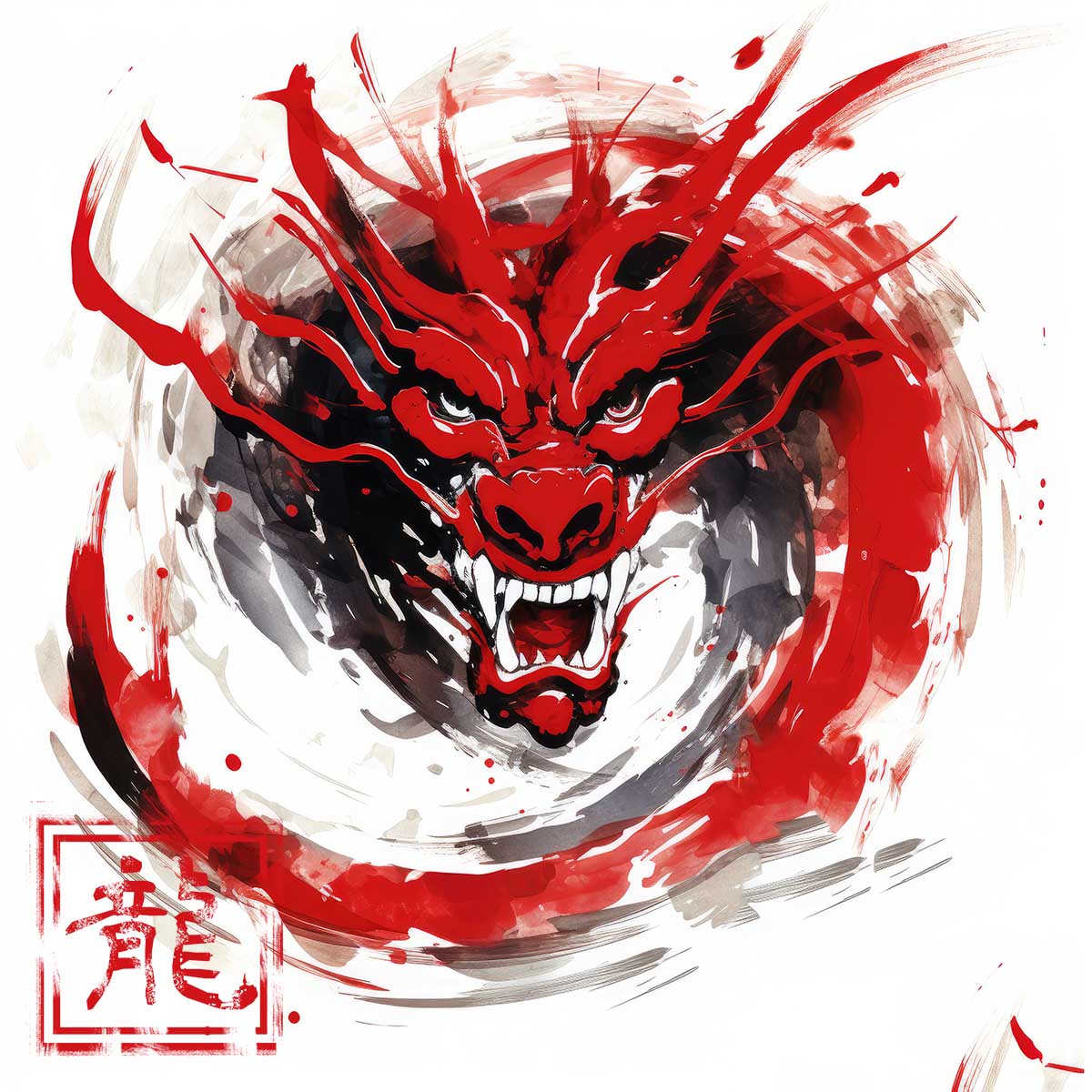 ドラゴン 辰年 龍 画 竜 竜神 正方形ポスター 干支 2024 縁起物 グッズ アイテム 竜神様 神龍 金運 幸福 四角 デザイン ポスター スクエア 5センチ刻みでサイズ豊富 インテリア デザイン プリント 絵画 オフィス 住宅 店舗 お洒落 かっこいい【sq-poster-813】|ファッションポスターEFPI