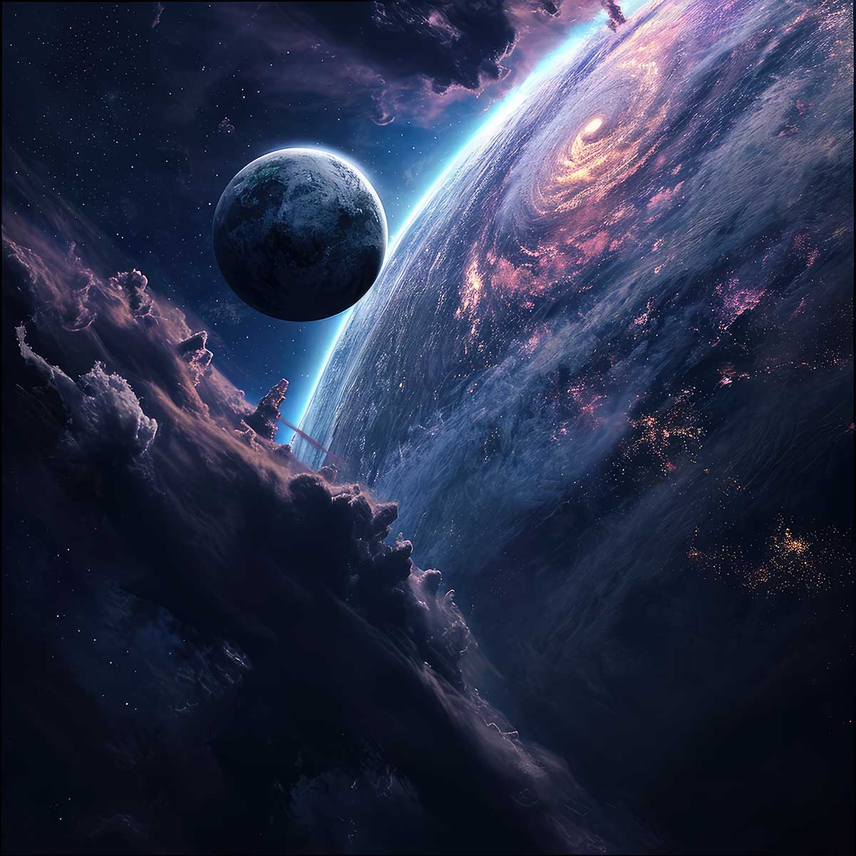 宇宙 コスモ 星 天体 スペース 正方形ポスター 四角 デザイン ポスター スクエア インテリア デザイン プリント 絵画 オフィス 教材 地球 惑星 銀河 衛星 学校【sq-poster-1722】｜ファッションポスターEFPI