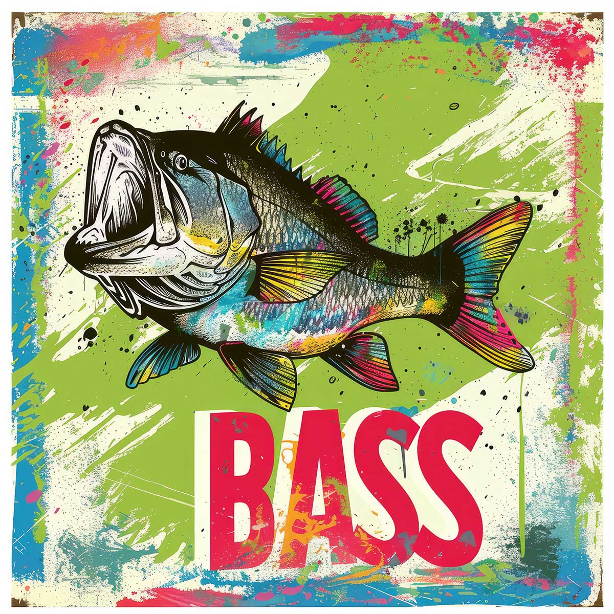 ブラックバス blackbass フィッシング 正方形ポスター ルアー 魚 釣り レトロ 趣味 水族館 動物 四角 デザイン ポスター スクエア インテリア デザイン プリント 絵画 オフィス 住宅 店舗 お洒落 かっこいい【sq-poster-1867】｜ファッションポスターEFPI