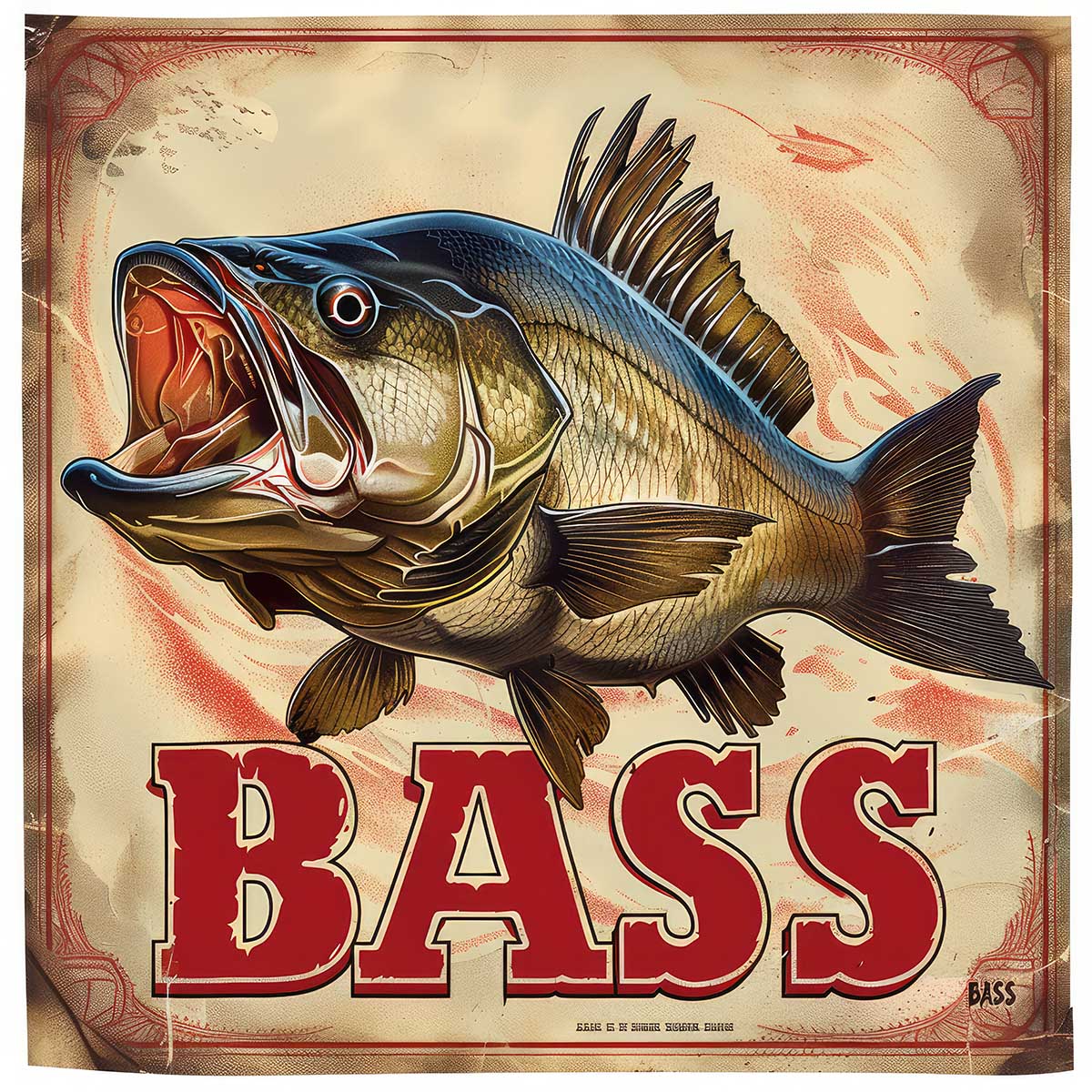 ブラックバス blackbass フィッシング 正方形ポスター ルアー 魚 釣り レトロ 趣味 水族館 動物 四角 デザイン ポスター スクエア インテリア デザイン プリント 絵画 オフィス 住宅 店舗 お洒落 かっこいい【sq-poster-1869】｜ファッションポスターEFPI