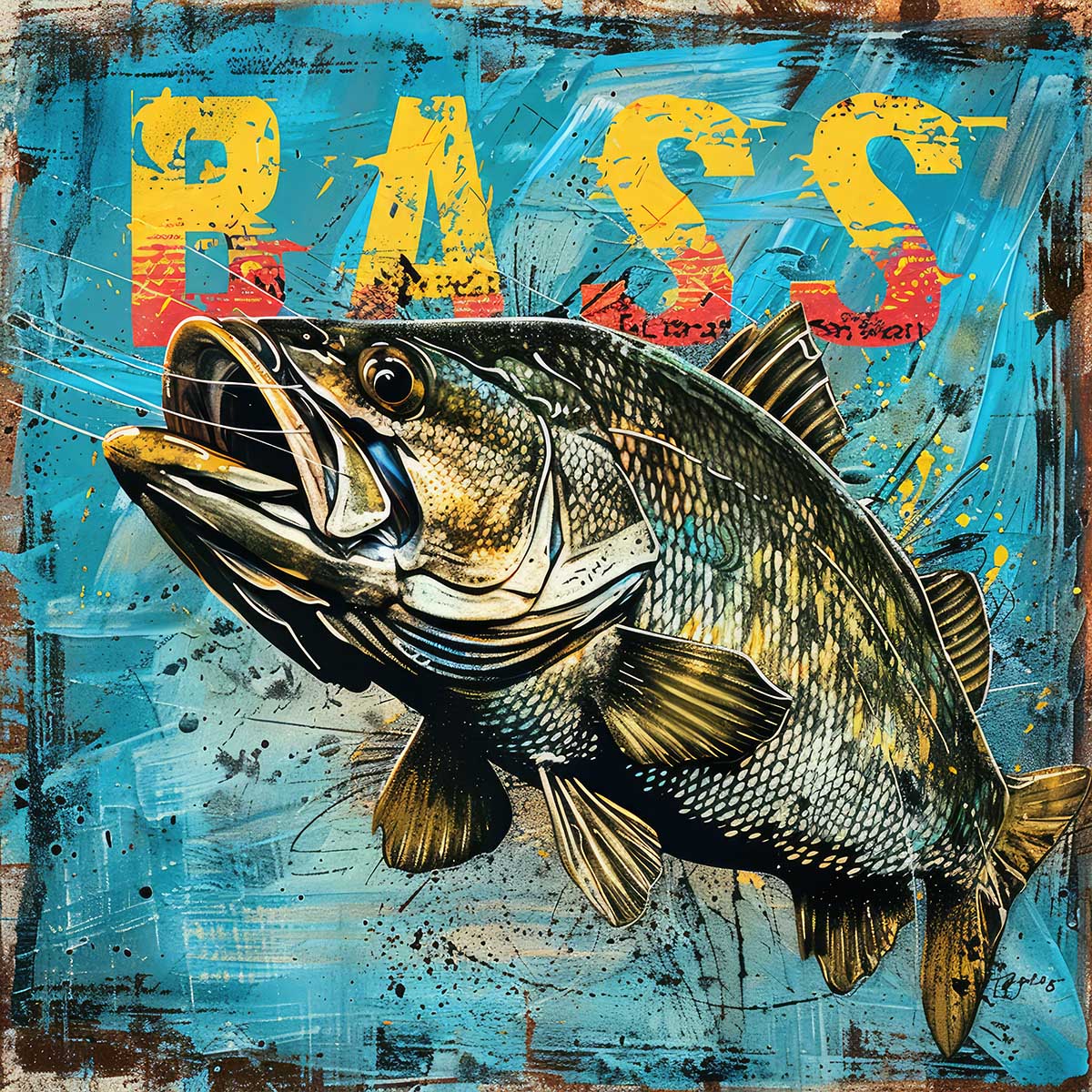 ブラックバス blackbass フィッシング 正方形ポスター ルアー 魚 釣り レトロ 趣味 水族館 動物 四角 デザイン ポスター スクエア インテリア デザイン プリント 絵画 オフィス 住宅 店舗 お洒落 かっこいい【sq-poster-1876】｜ファッションポスターEFPI