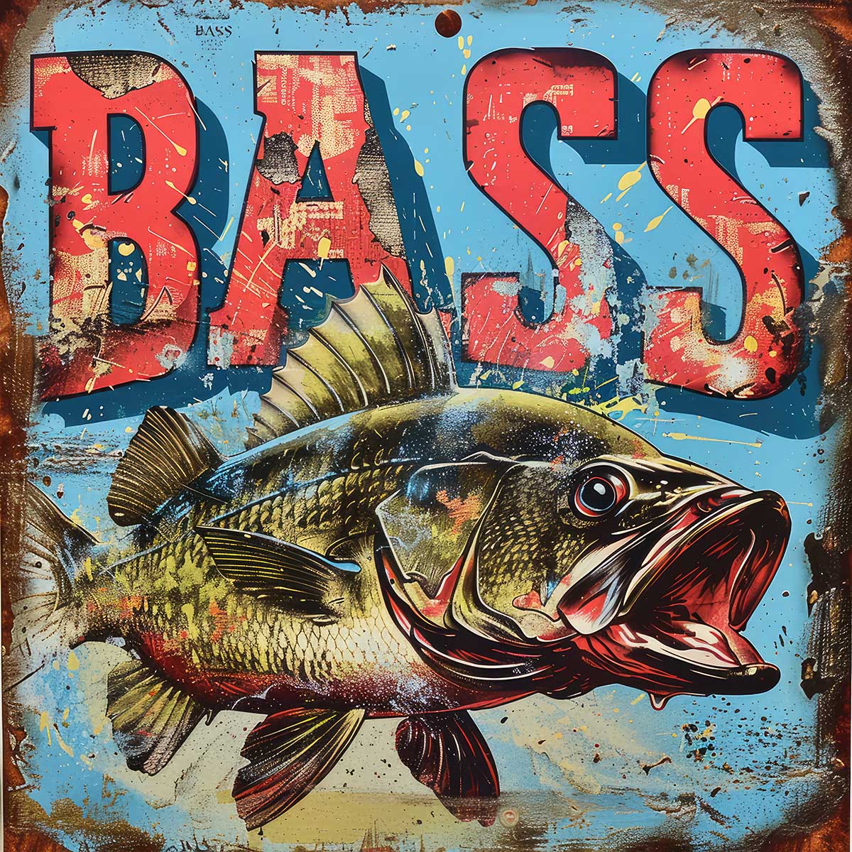 ブラックバス blackbass フィッシング 正方形ポスター ルアー 魚 釣り レトロ 趣味 水族館 動物 四角 デザイン ポスター スクエア インテリア デザイン プリント 絵画 オフィス 住宅 店舗 お洒落 かっこいい【sq-poster-1880】