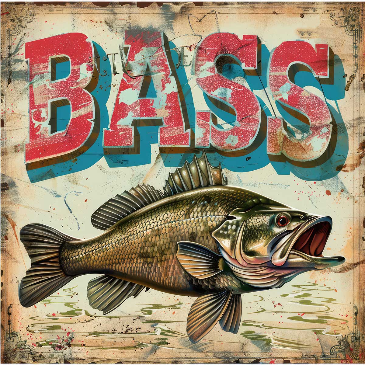 ブラックバス blackbass フィッシング 正方形ポスター ルアー 魚 釣り レトロ 趣味 水族館 動物 四角 デザイン ポスター スクエア インテリア デザイン プリント 絵画 オフィス 住宅 店舗 お洒落 かっこいい【sq-poster-1896】