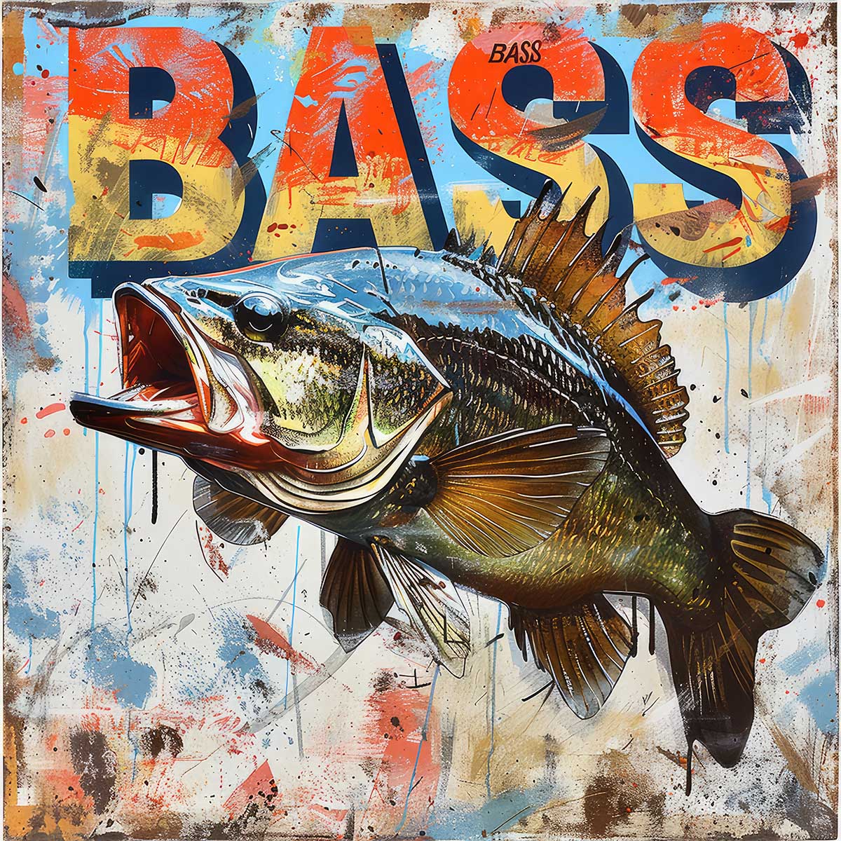 ブラックバス blackbass フィッシング 正方形ポスター ルアー 魚 釣り レトロ 趣味 水族館 動物 四角 デザイン ポスター スクエア インテリア デザイン プリント 絵画 オフィス 住宅 店舗 お洒落 かっこいい【sq-poster-1903】