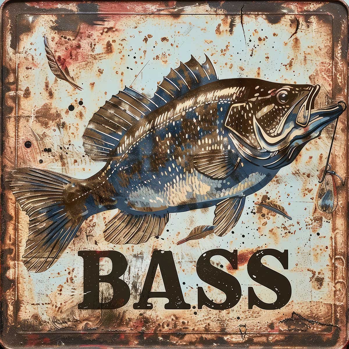 ブラックバス blackbass フィッシング 正方形ポスター ルアー 魚 釣り レトロ 趣味 水族館 動物 四角 デザイン ポスター スクエア インテリア デザイン プリント 絵画 オフィス 住宅 店舗 お洒落 かっこいい【sq-poster-1935】